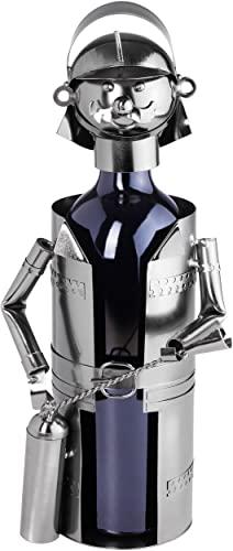 BRUBAKER BRUBAKER Wine Bottle Holder Firefighter - Metal Sculpture - Wine Rack Decor - Tabletop - with Greeting Card