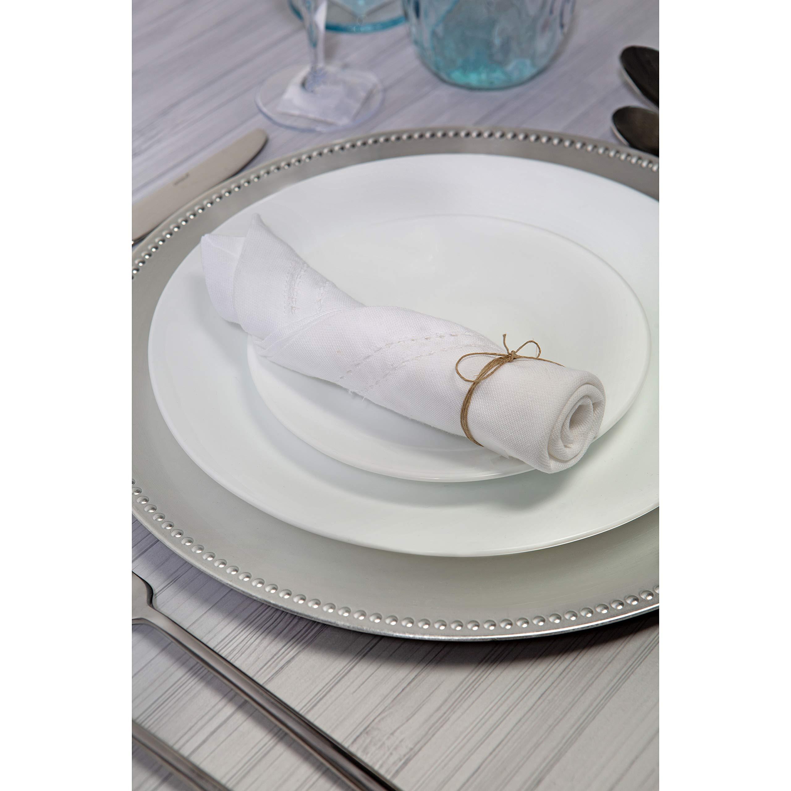 Home Details Home Details 13\" Beaded Design Charger, Set of 24, Decorative Plates, Serveware, Holiday, Silver