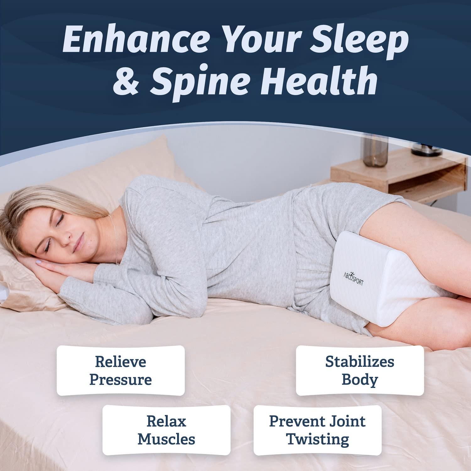 Abco Tech Abco Tech Memory Foam Knee Pillow with Cooling Gel - Knee Wedge Pillow, Leg Pillow for Side Sleepers, Pregnancy, Spine Alignment, Pain Relief - Pillow for Between Knees While Sleeping + Washable Cover