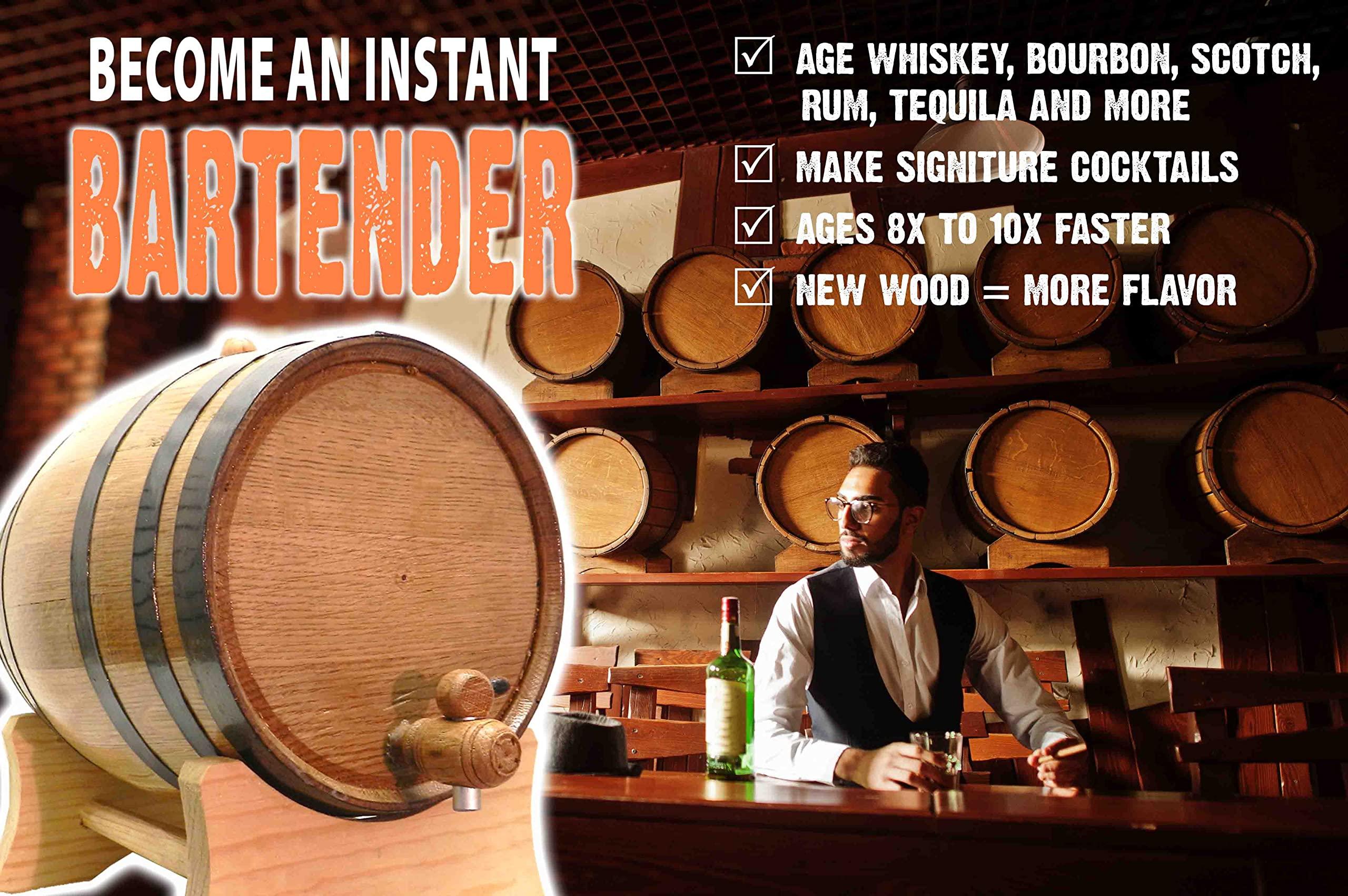 Thousand Oaks Barrel Co. Bootleg Barrel Kit, Barrel Aged Spiced Rum Making Kit with Oak Aging Barrel (1 Liter)