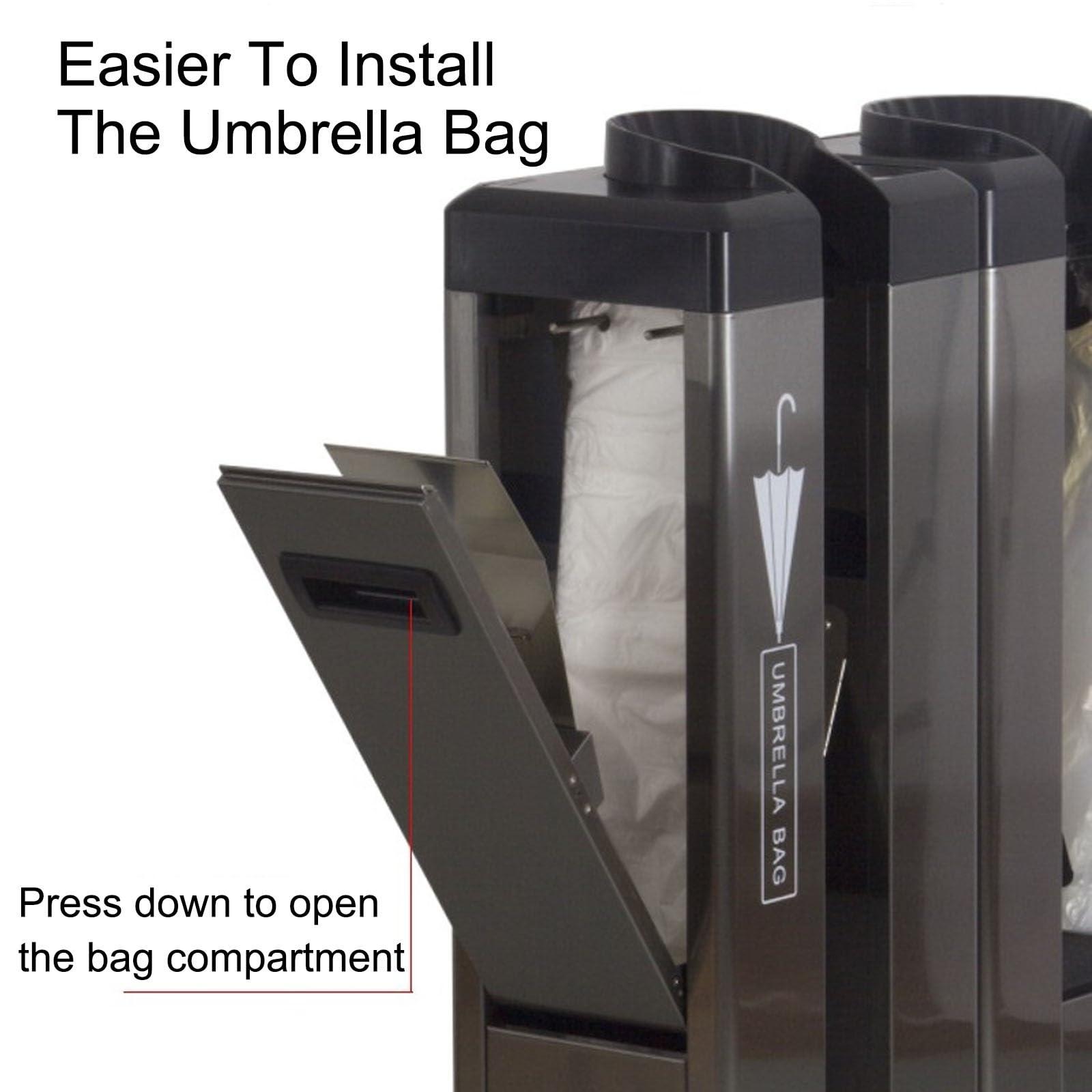 LKPMGOA LKPMGOA Automatic Wet Umbrella Bag Wrapper Dispenser Holder Stand Rack, Umbrella Automatic Packing Machine, Stainless Steel, Easy to Use(Color:Silver)