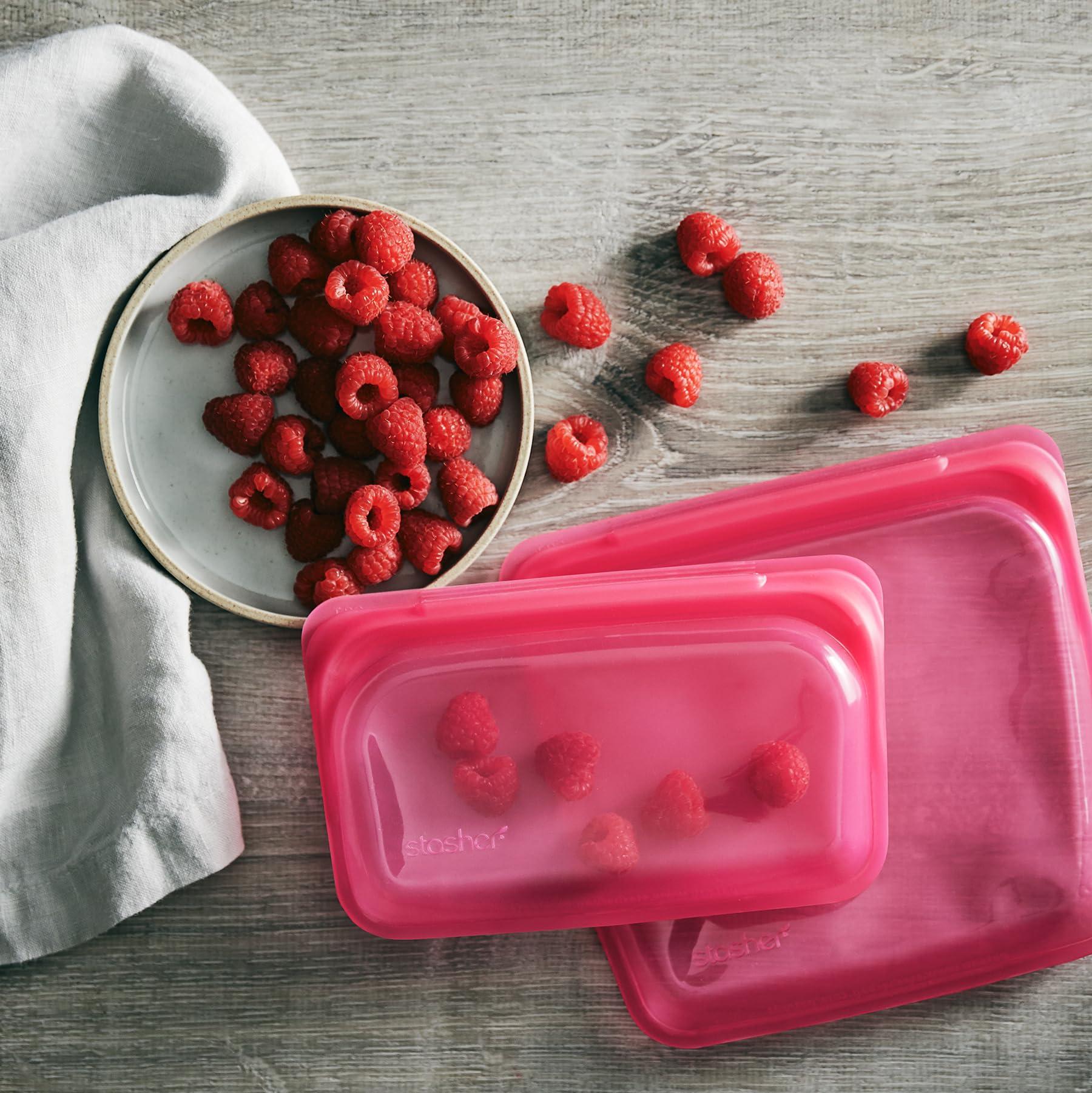 Stasher Stasher Premium Silicone Reusable Food Storage Bags, 2-Pack, Clear , Multi-Use Food Storage Bags, Lunch Bag, Travel Containers , BPA Free, Leak-free, Dishwasher-Safe, Eco-friendly