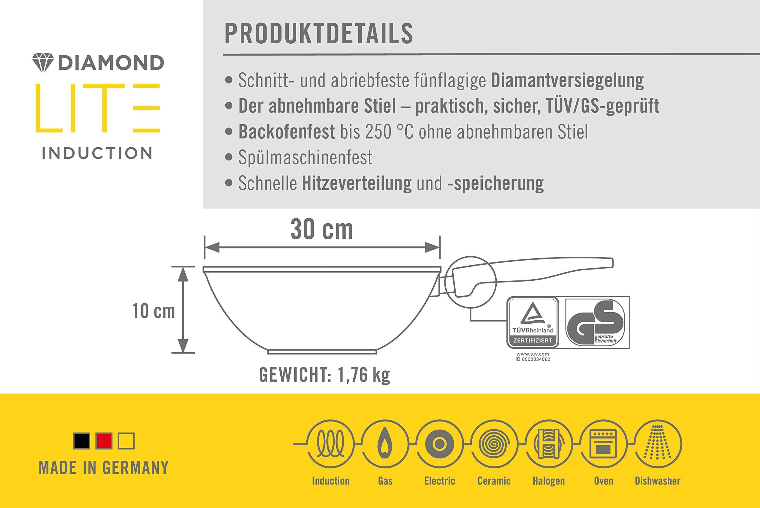 Woll Woll Diamond Lite Cast Wok, Diameter, Tall with Removable Handle.