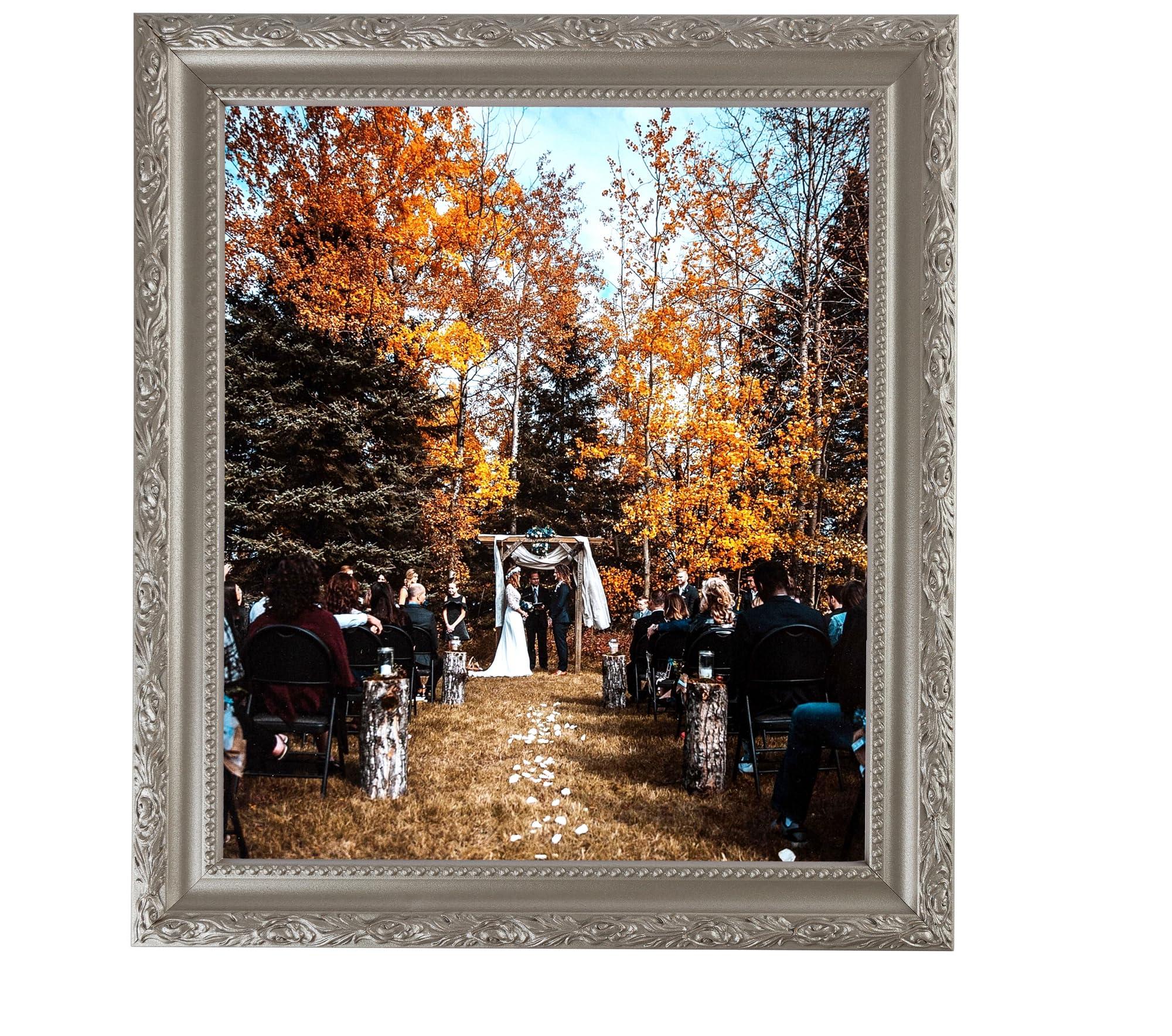 ArtToFrames ArtToFrames 16x20 Frame, Wood Picture Frame 16 x 20 Inch Poster Frame | Classic Silver | Custom Poster Frame with Economy Acrylic & Backing | Elegant Decor for Photos Diplomas Art or Puzzles