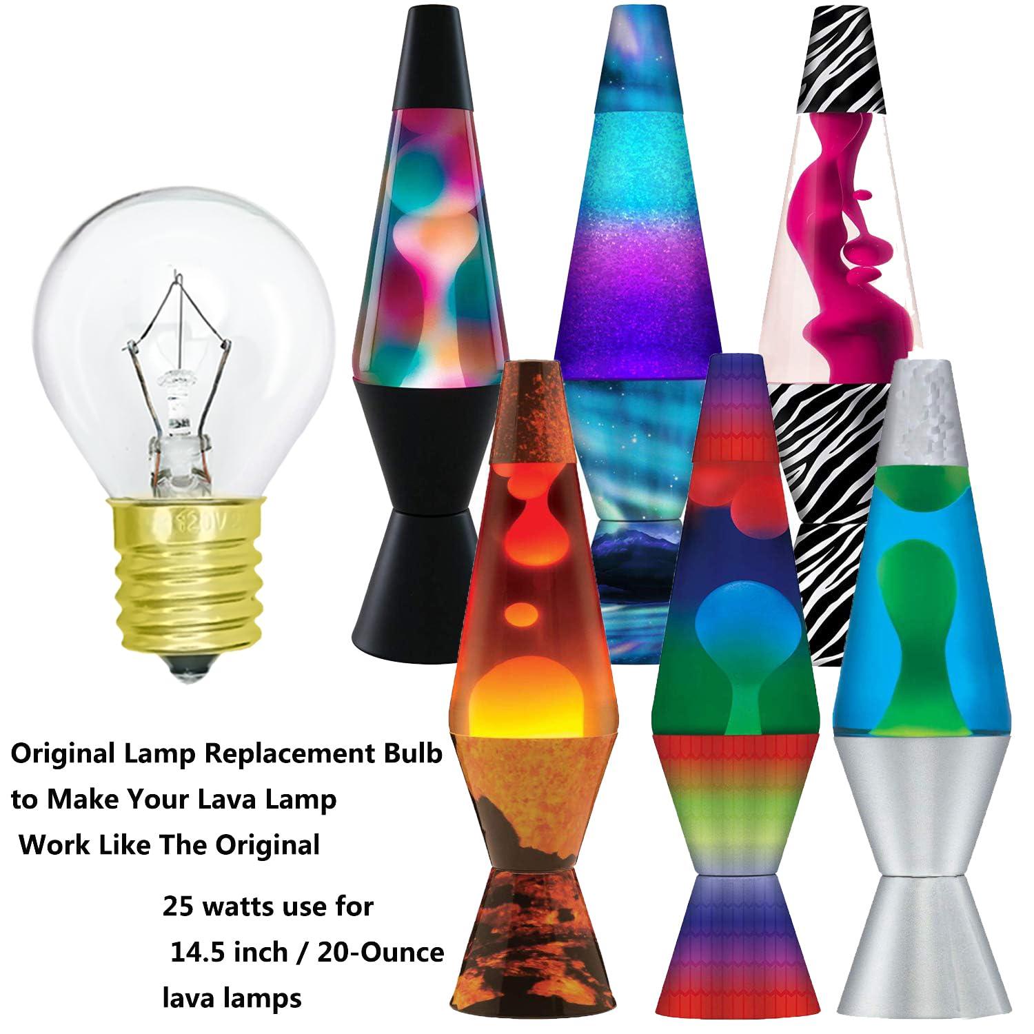 PaeorRorL Lava Lamp Light Bulb S11 25W E17 Base Replacement Bulbs for 14.5 Inch Lava Lamps and Glitter Lamps,120 Volt,Dimmable,2700K Warm White,6 Pack