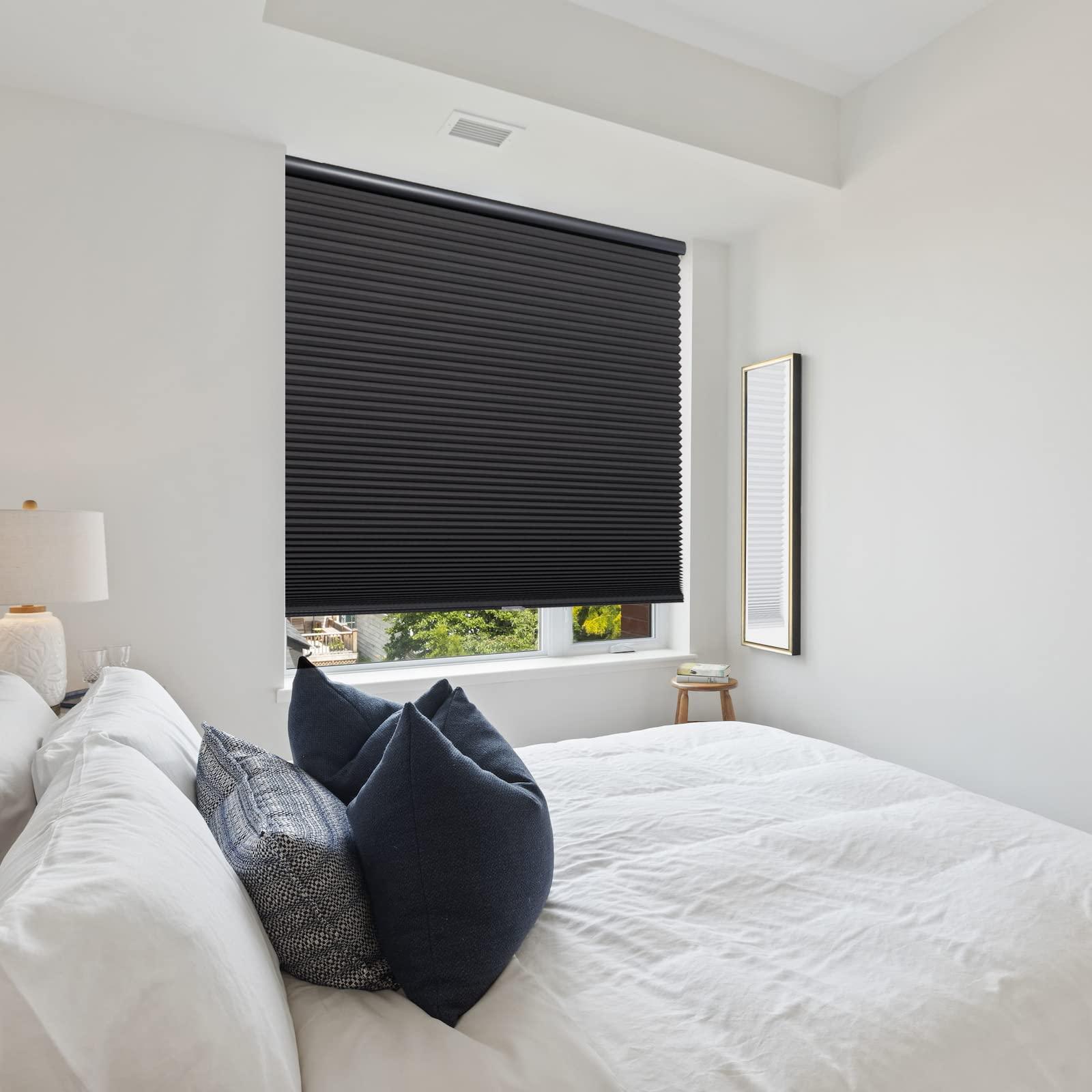 Persilux Persilux Cellular Window Shades Honeycomb Blinds for Windows Cordless Thermal Insulated Noise Reduction Bottom up for Home, Night Black, 38" W x 54" H