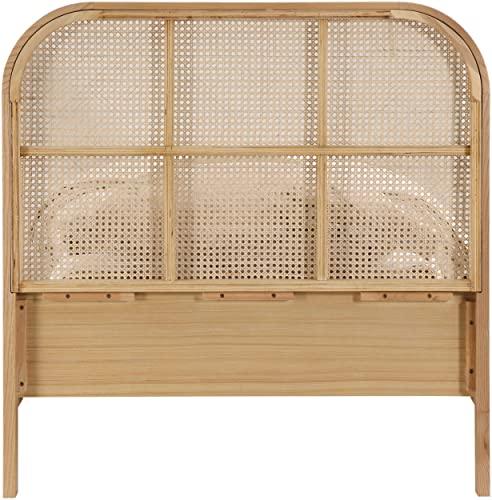 Meridian Furniture Meridian Furniture SienaNatural-T Siena Collection Mid-Century Modern Twin Bed with Solid Ash Wood, Rich Natural Finish on Ash Veneer, Natural Cane, 42\" W x 80.5\" D x 43\" H, Natural, Twin