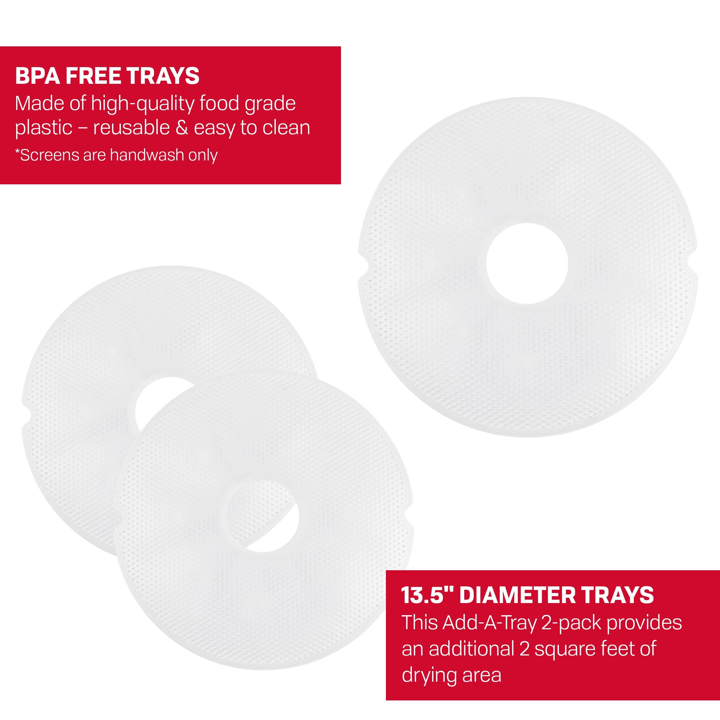 Nesco NESCO FD-75A Snackmaster Pro Food Dehydrator, For Snacks, Fruit, Beef Jerky, Gray & LM-2-6 Round Plastic Mesh 13 1/2" Clean-A-Screens, for Dehydrators, 2 Pack