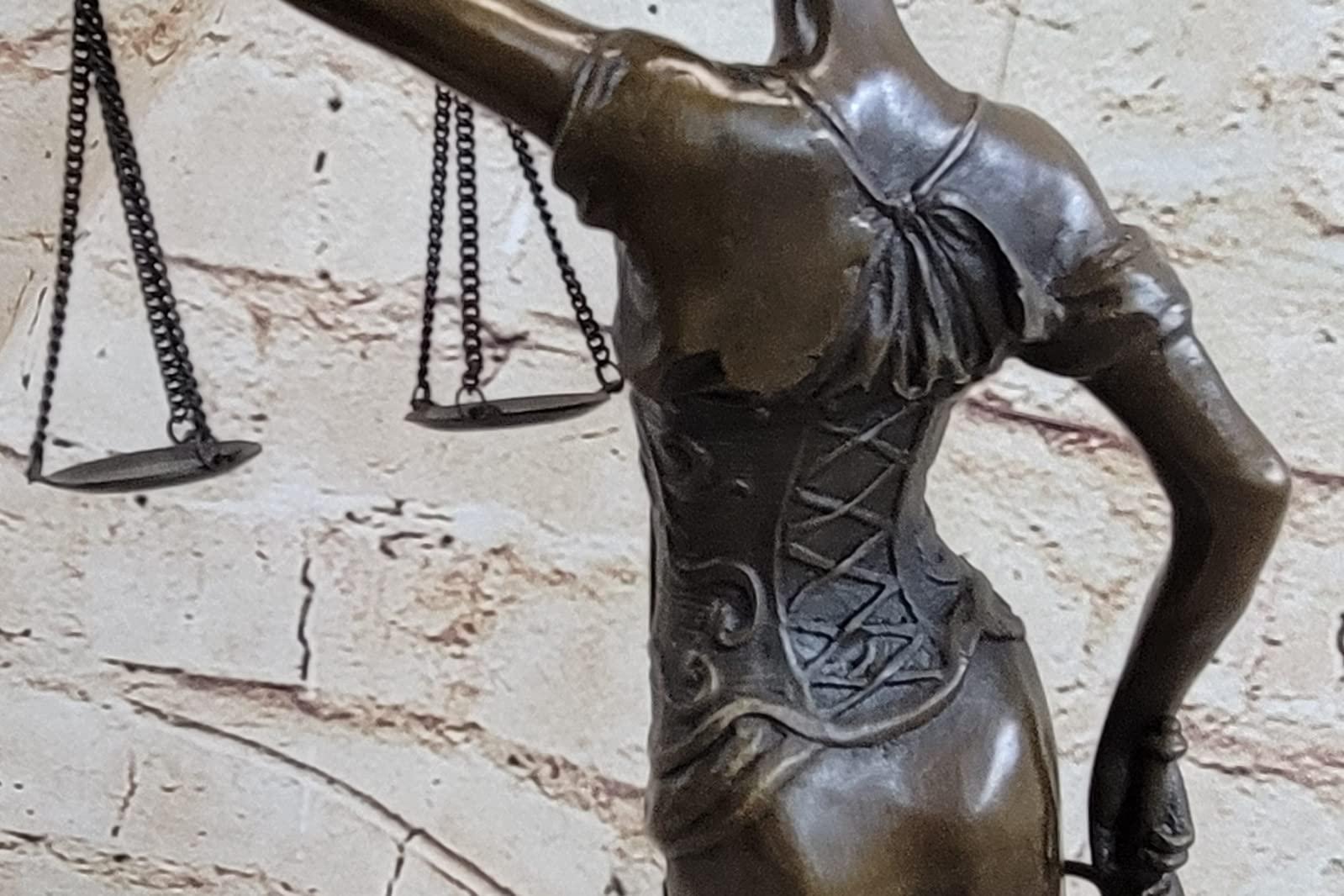 EUROPEAN BRONZE EUROPEAN BRONZE Lawyer Law Student Graduation Gift Lady Blind Justice Bronze Marble Statue Art