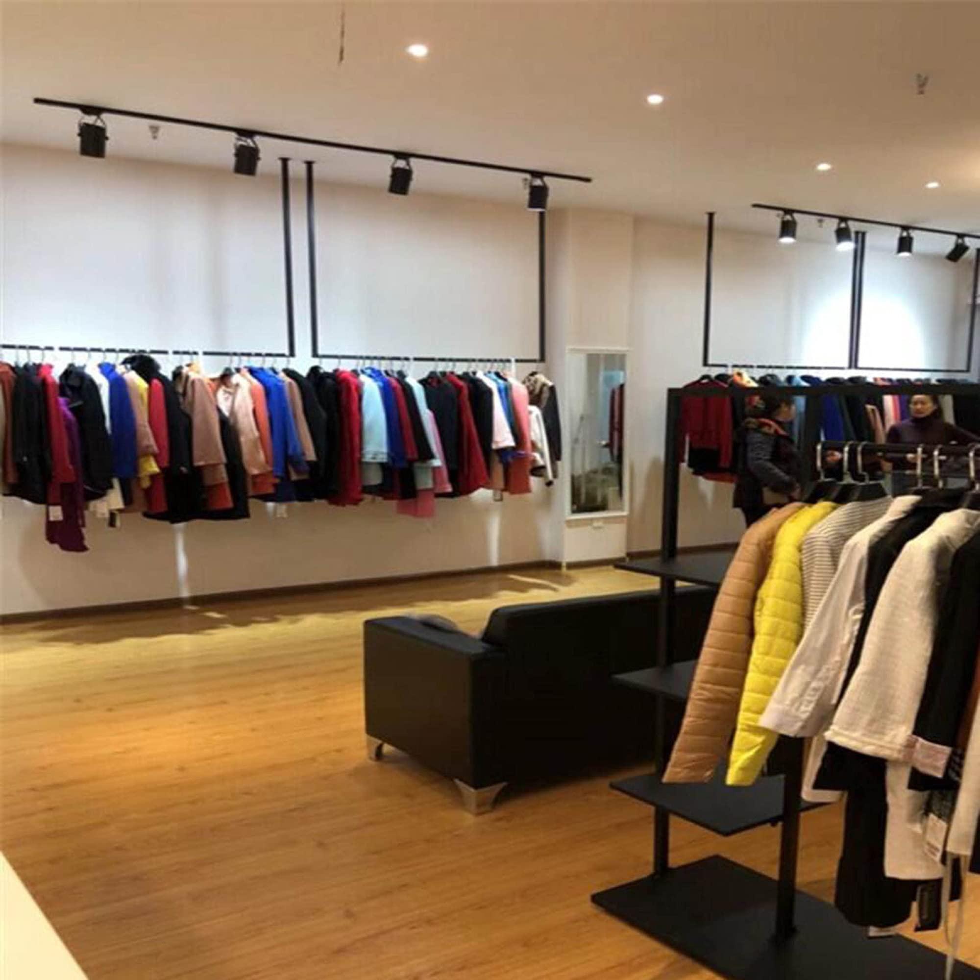 GUANG-K Wall-Mounted Heavy-Duty Clothes Rails, Metal Clothing Display Racks, Suspended Commercial Ceiling Hangers, Ceiling-Mounted Hangers/Black / 150cm110cm
