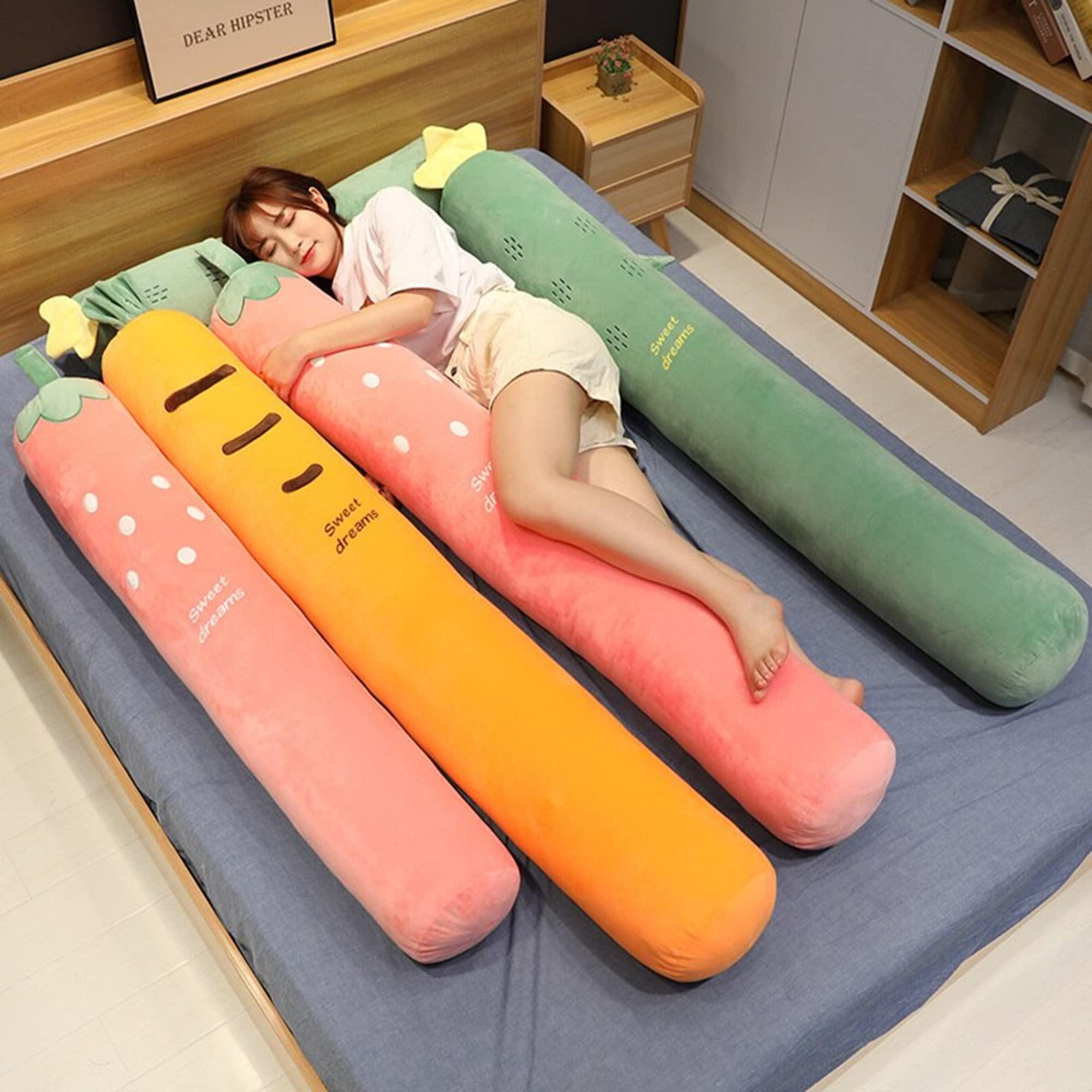 Your Gifts Here Long Body Pillow Giant Carrot Plush Body Pillow Extra Long Pillow Cute Gifts For Her Plush Pillow For Bed Kawaii Bedding Bed Pillows (XL - 51 inch (130cm), Carrot)