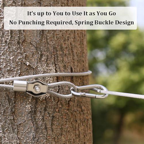 WIGING Stainless Steel Wire Rope, Garden Climbing Plants Suspension Wire Rope with 5 Clamps, 2 Snaps, 1 Wrench for Outdoor Craft Curtains Fence(4m/13.12ft)