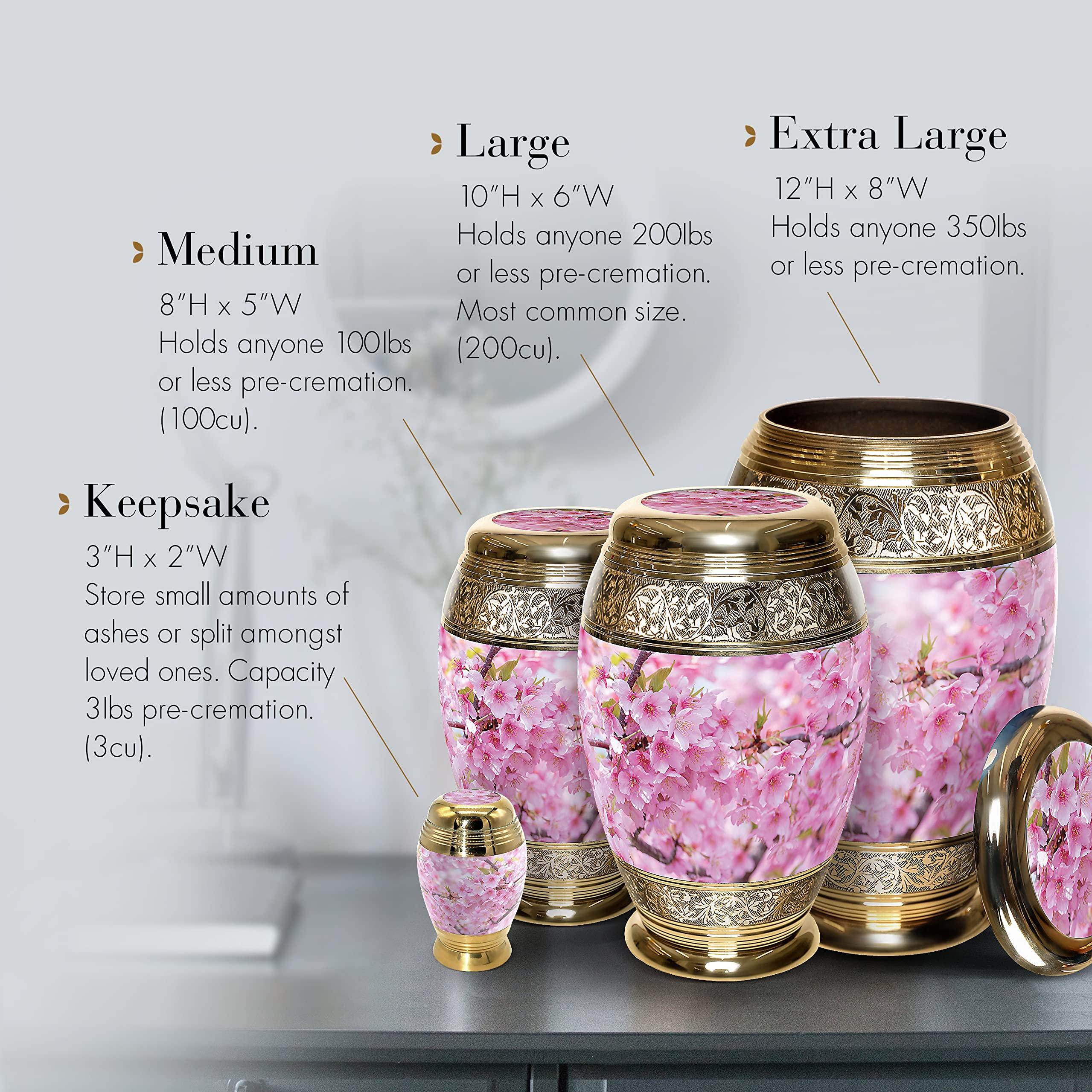 COMMEMORATIVE CREMATION URNS Cherry Blossom Cremation Urn for Ashes Adult Male & Female Personalized Cremation Urns for Human Ashes Adult Female Decorative Urns for Ashes -Beautiful Handcrafted Small Urn for Ashes for Women & Men