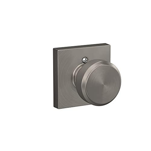 SCHLAGE Schlage F10 BWE 619 COL Bowery Door Knob with Collins Trim, Hall & Closet Passage Lock, Satin Nickel