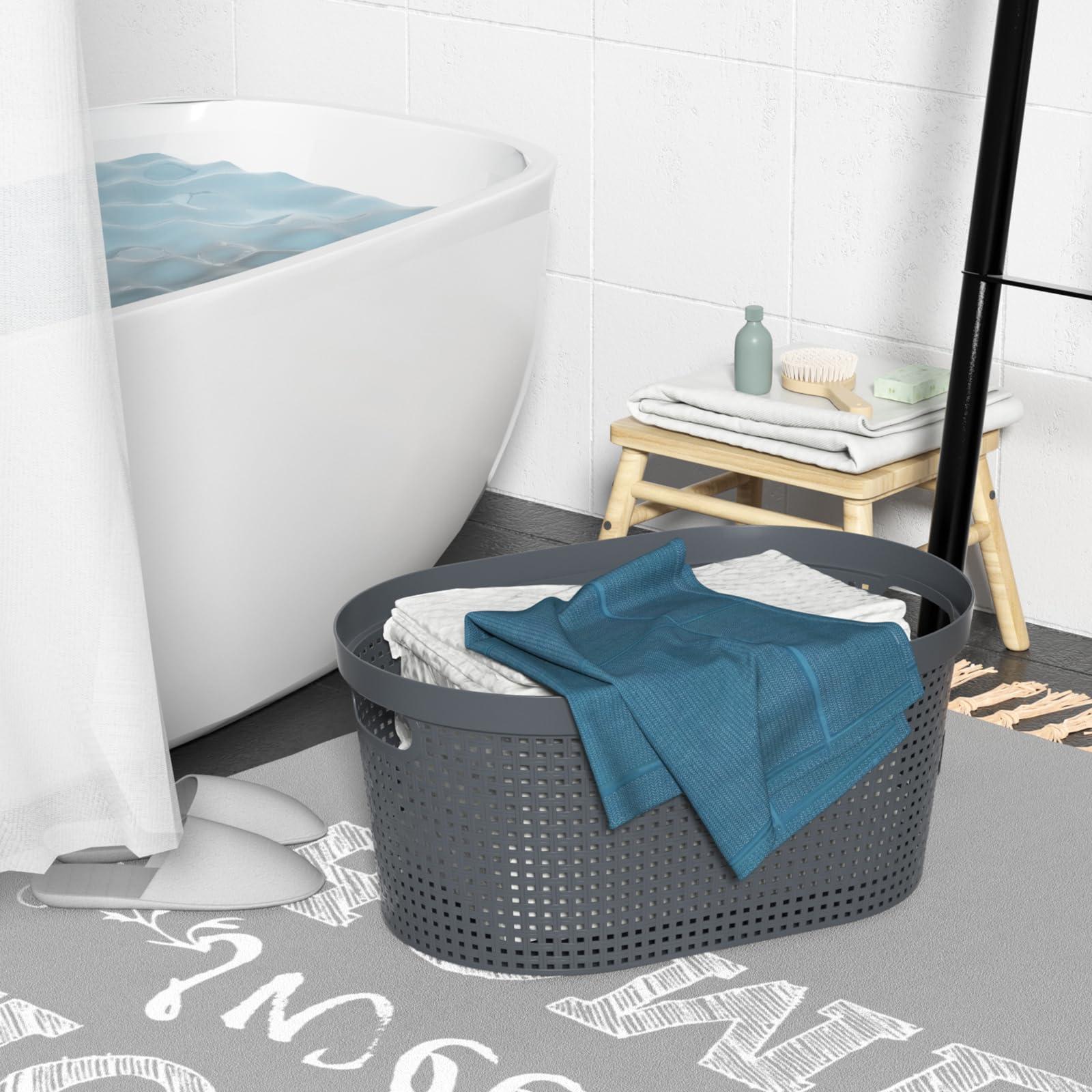 Dehouse Dehouse 40 L Large Plastic Laundry Basket with Handles, 4 Pack Plastic Clothes Laundry Basket, 22.44\" L x 14.96\" W x 10.31\" H, Gray