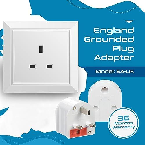 Ceptics Ceptics GP-SA-UK South Africa to UK Grounded Plug Adapter (250V - Max 13A), White