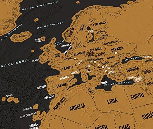 EARTHABITATS Scratch Off World Map Poster  Deluxe Travel Map, Scratch Off Map of The World with US States and Country Flags, Tracks Where You Have Been, Full Accessories Set, Gift for Travelers, by Earthabitats