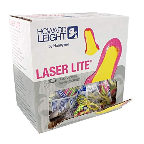 HOWARD LEIGHT Howard Leight by Honeywell Laser Lite High Visibility Disposable Foam Earplugs, 100-Pairs, Pink/Yellow, LL-30