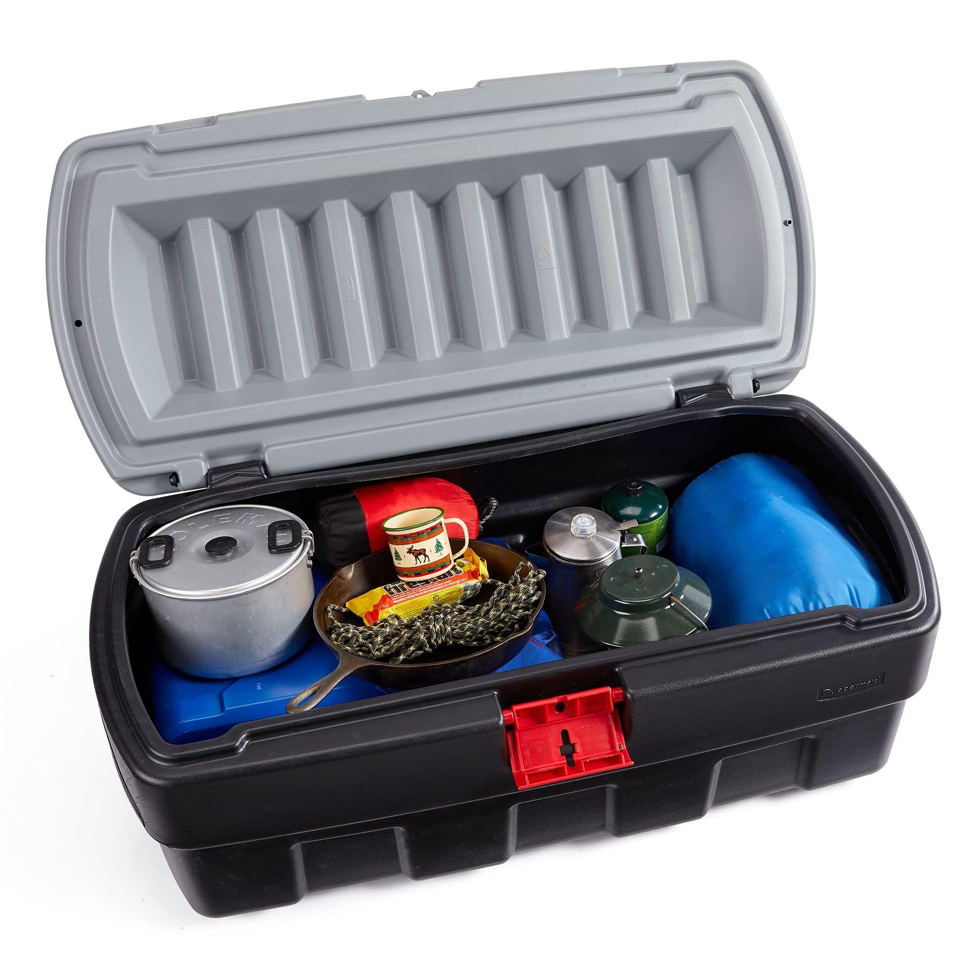 Rubbermaid Rubbermaid 48 Gallon Black Action Packer Lockable Latch Indoor and Outdoor Storage Box Container for Home, Garage, Backyard, Single