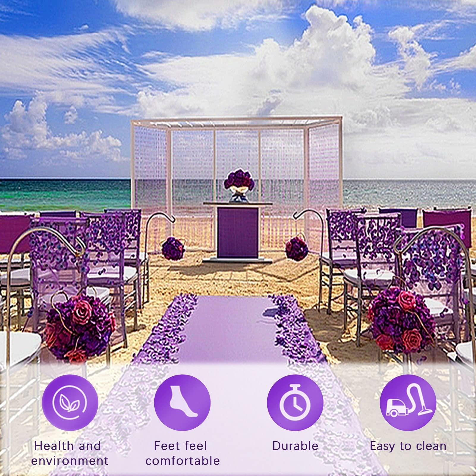 Drsyffsup Purple Carpet Aisle Runner Rug, 10m 20m 30m Wedding Walkway Runner Polyester Carpet Rugs 2mm Extra-Thick Carpet Floor Runner for Wedding Party Beach, Cutable (Size : 1.2x10m)