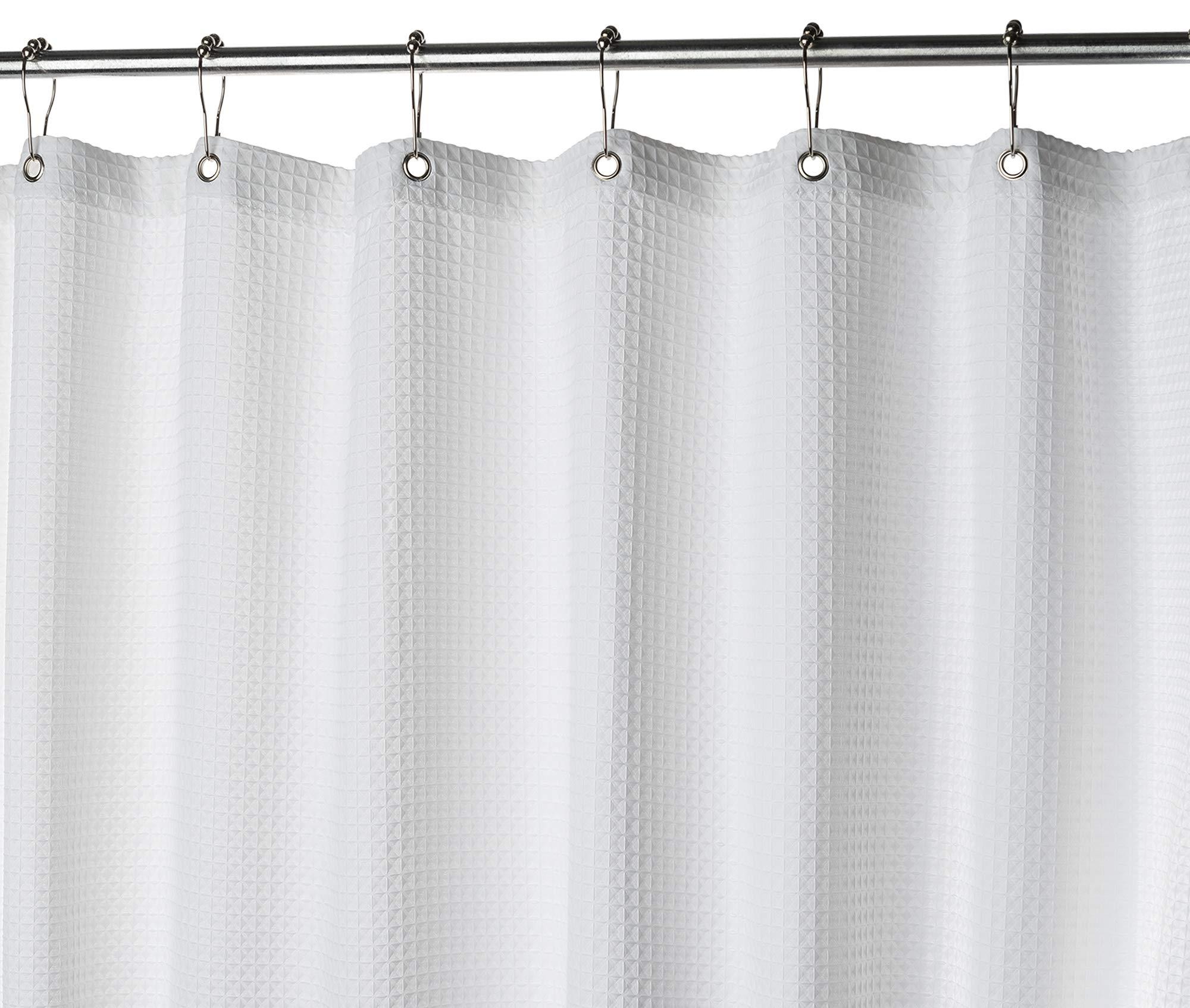 Creative Scents Waffle Fabric White Shower Curtain with Liner Set - Includes Free Clear Liner, Decorative Shower Curtain for Bathroom Set - Rustproof Metal Grommets Waterproof Hotel Quality 72" x 72" Heavy 290 GSM
