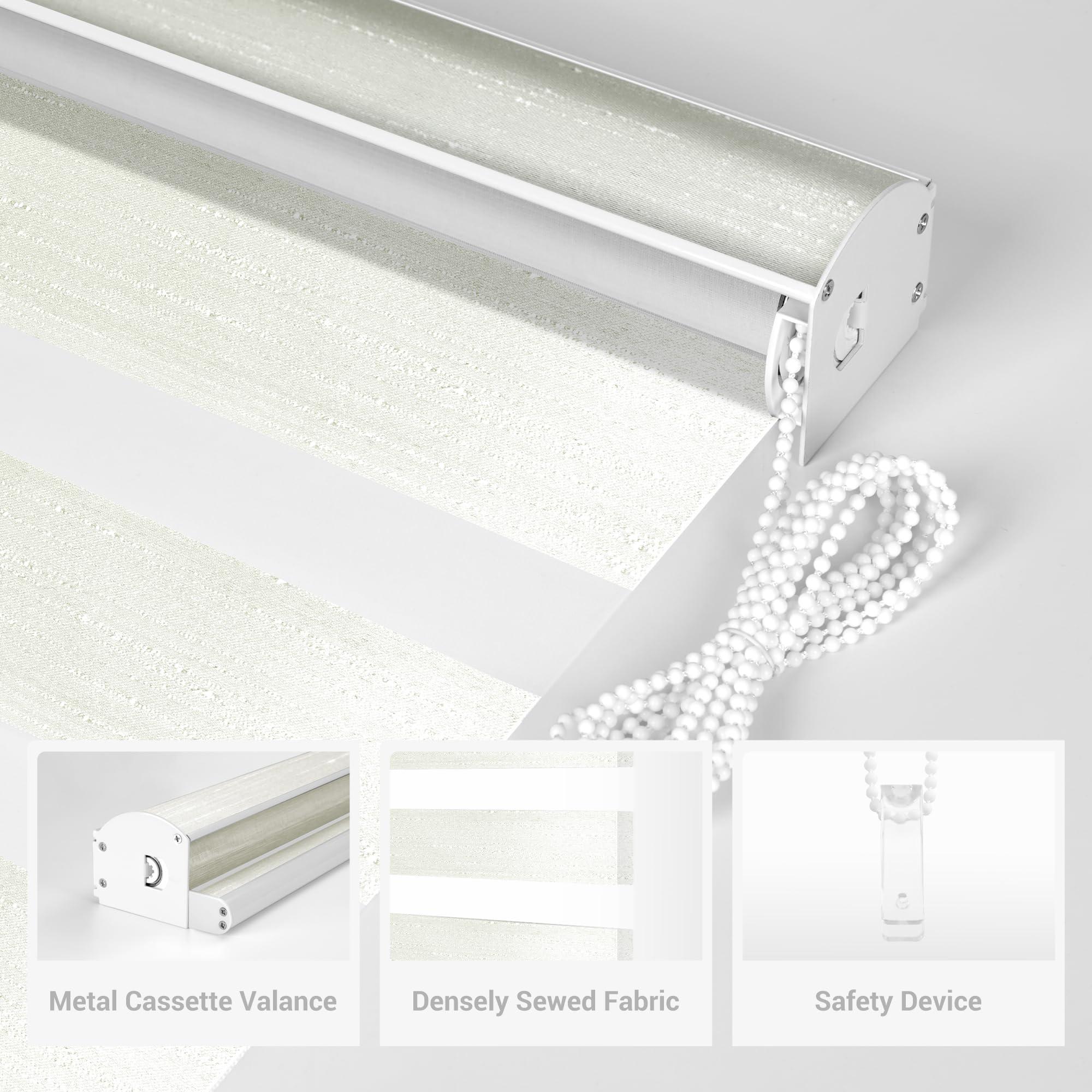 HOTSOON HOTSOON Zebra Blinds for Windows Custom Size Blackout Roller Shades Privacy Dual Light Control Dual Layer Easy to Install for Home, Beige, 46" W x 72" H