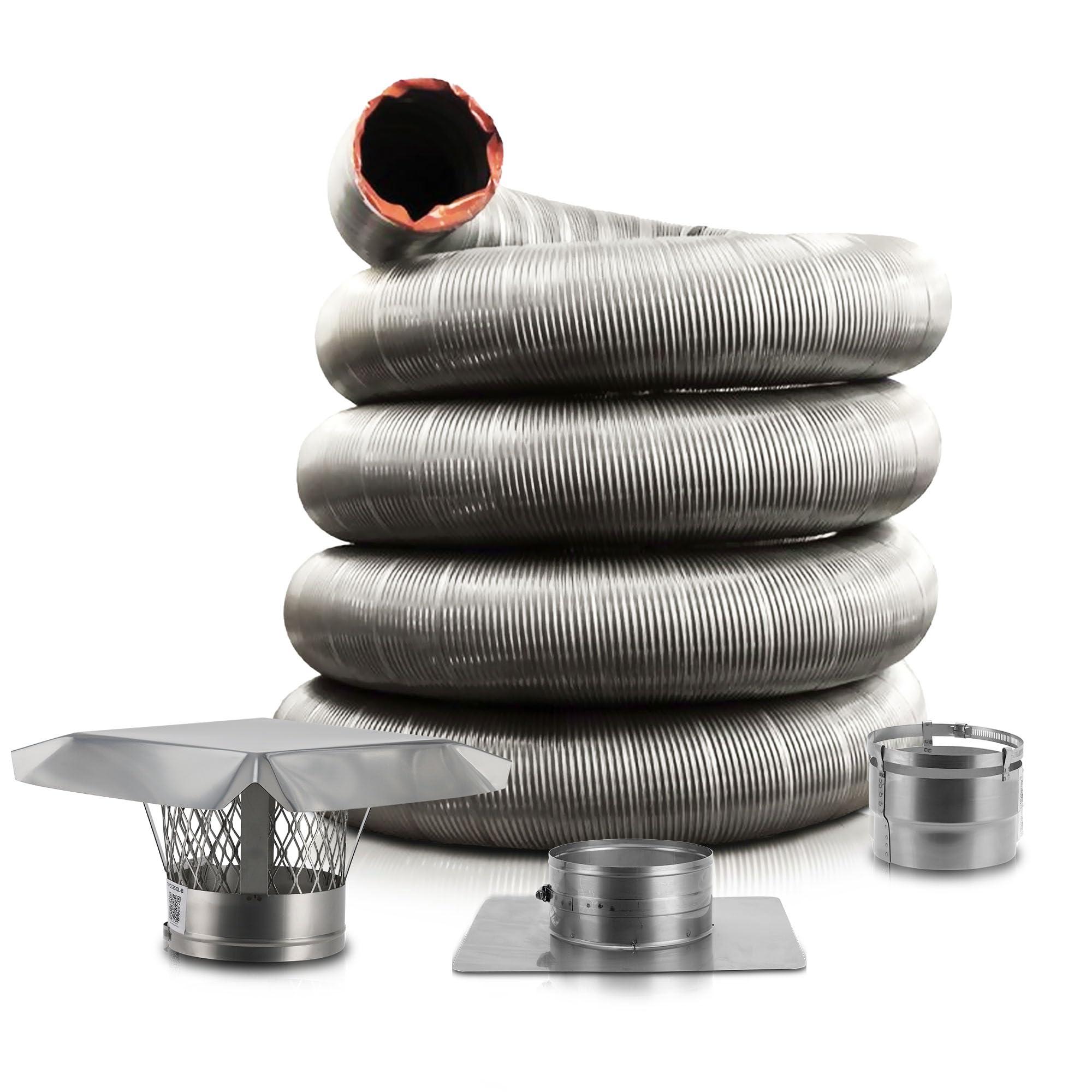 Fireside Chimney Supply Fireside Chimney Supply FireSafe Flexible 316L Stainless Steel Smooth Wall Basic Chimney Liner Kit - 5in x 25ft