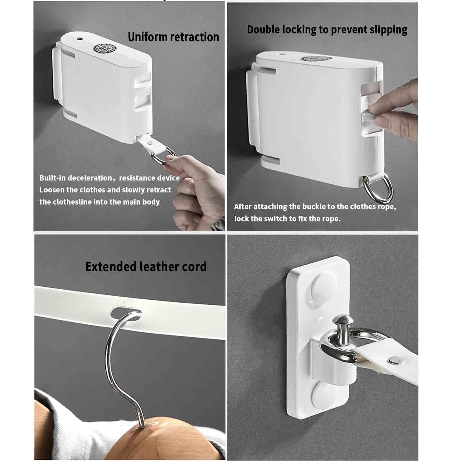 JUSHZ Retractable Washing Line Rope Clotheslines Clothesline Clothes Line for Outdoors Clothes Lines for Outside Rotary Heavy Duty Adjustable Windproof Anti-Slip Drying Quilt Indoor (4.2m,Black)