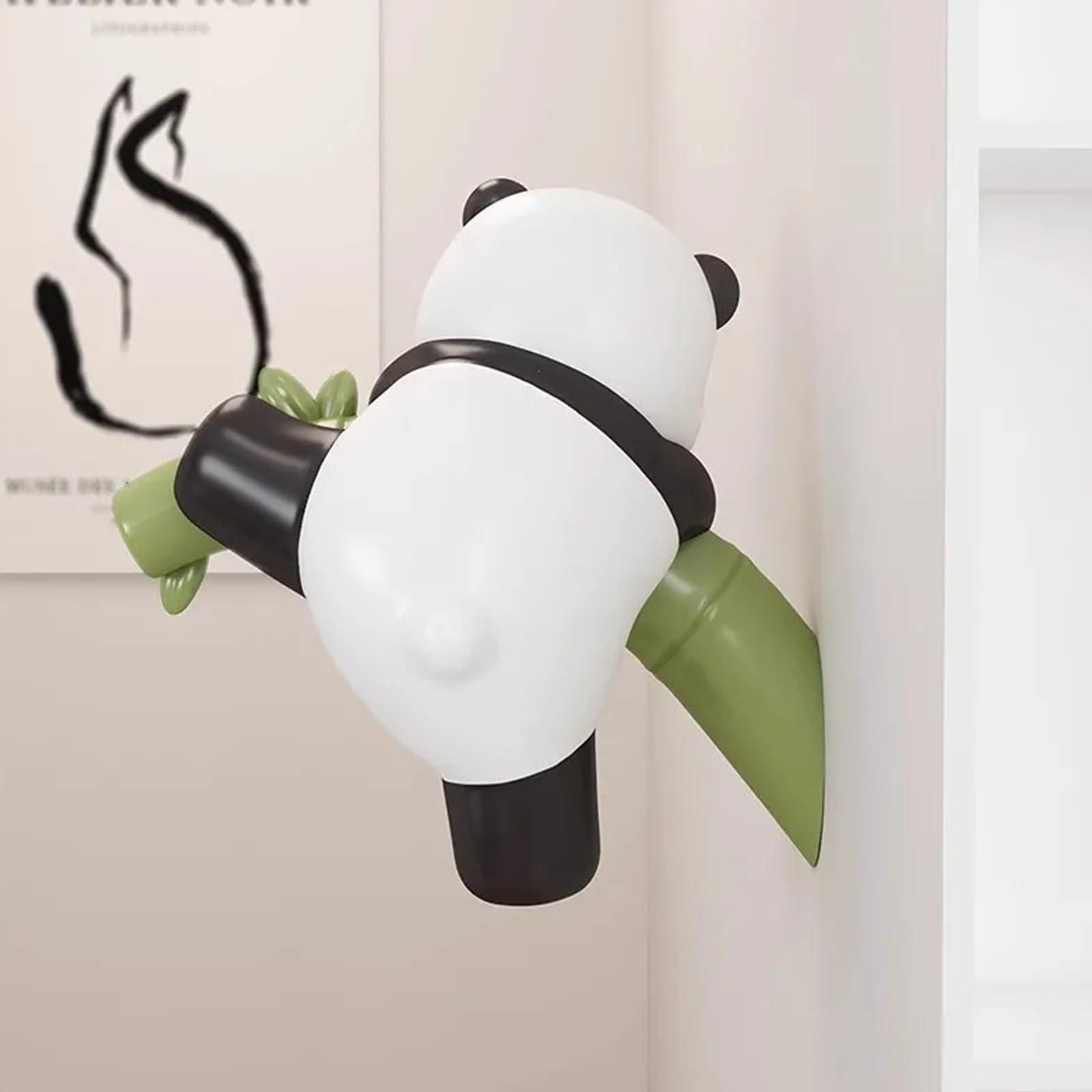 Whbbbj Whbbbj Panda Bamboo Wall Decoration, Panda Bamboo Wall Hanging Sculpture, Creative Panda Wall Decor, Panda Bamboo Staue Ornament, Modern Resin Panda Statues, for Room Bedroom Wall Decoration Pendant