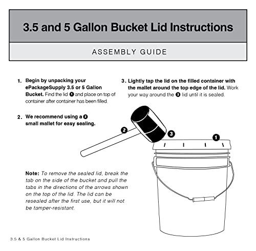Bestand 5 gallon Food Grade White Plastic Bucket with Handle & Lid - Set of 6
