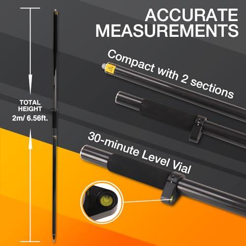 Mountlaser Mountlaser Carbon Fiber 2M 2Section Survey Pole, GPS Rover Rod 6.5FT/2M 2Sections Design for Land Surveying & Engineering RTK GPS/GNSS Accessory Includes Level Vial & Carrying Bags (GLS22-B)