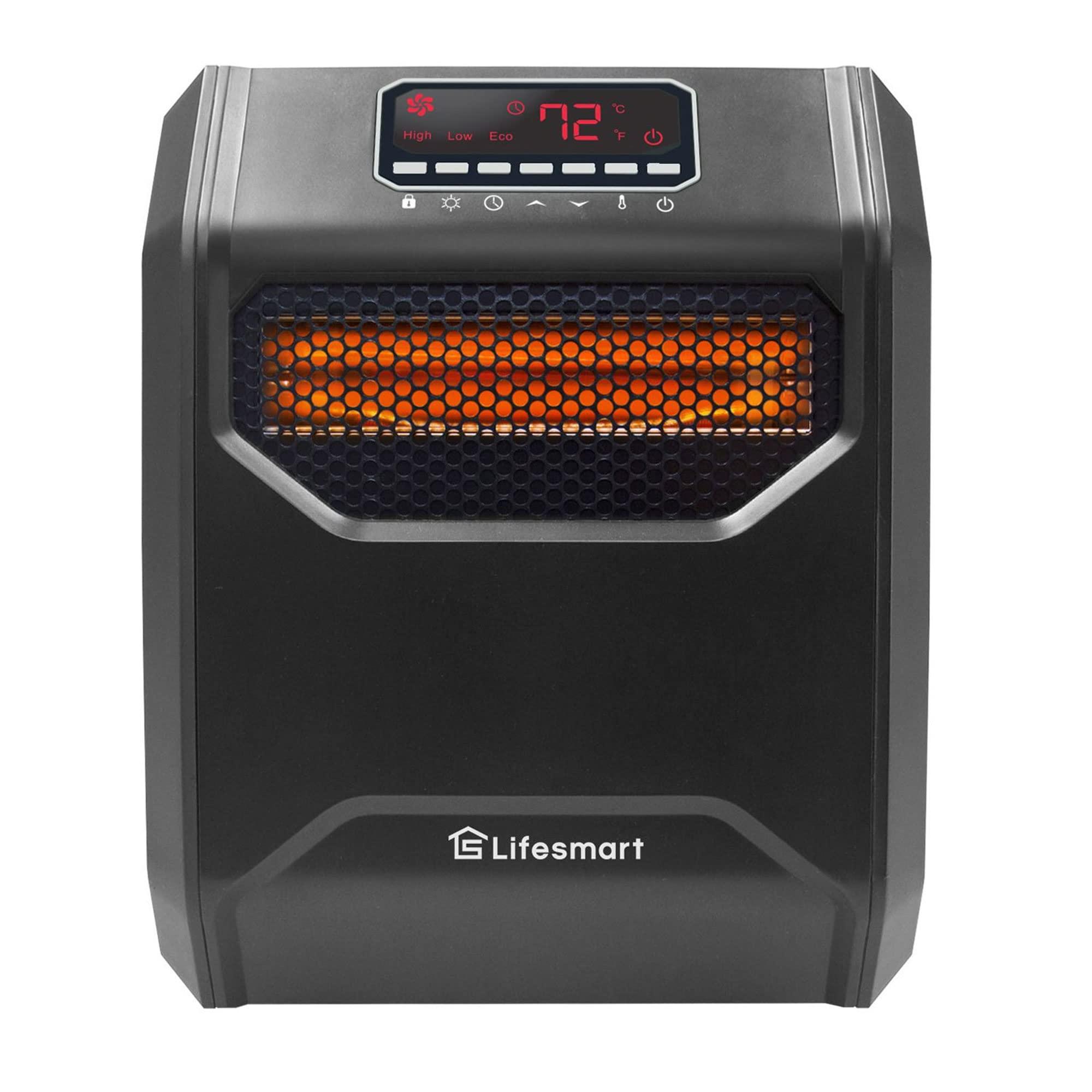 LIFESMART GLOBAL LifeSmart Infrared Space Heater, 1500 Watt w/ Remote and Digital Display, Black