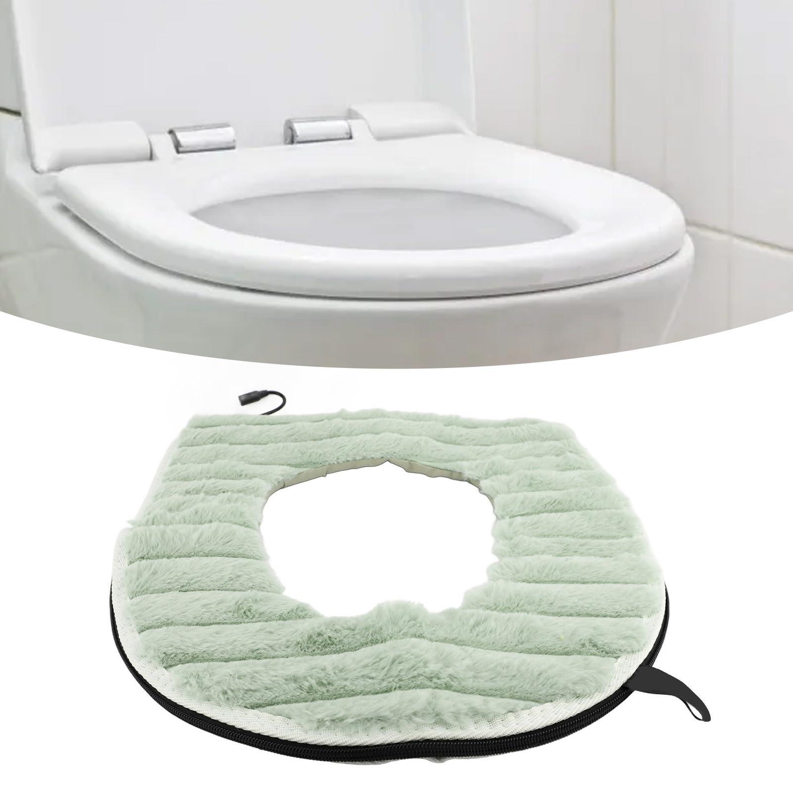 WOHPNLE WOHPNLE Warm Toilet Seat Cover, USB Powered Seat Cushion Warmer Mat Comfortable Toilet Seat Cover Washable Bathroom Warmer (Green)