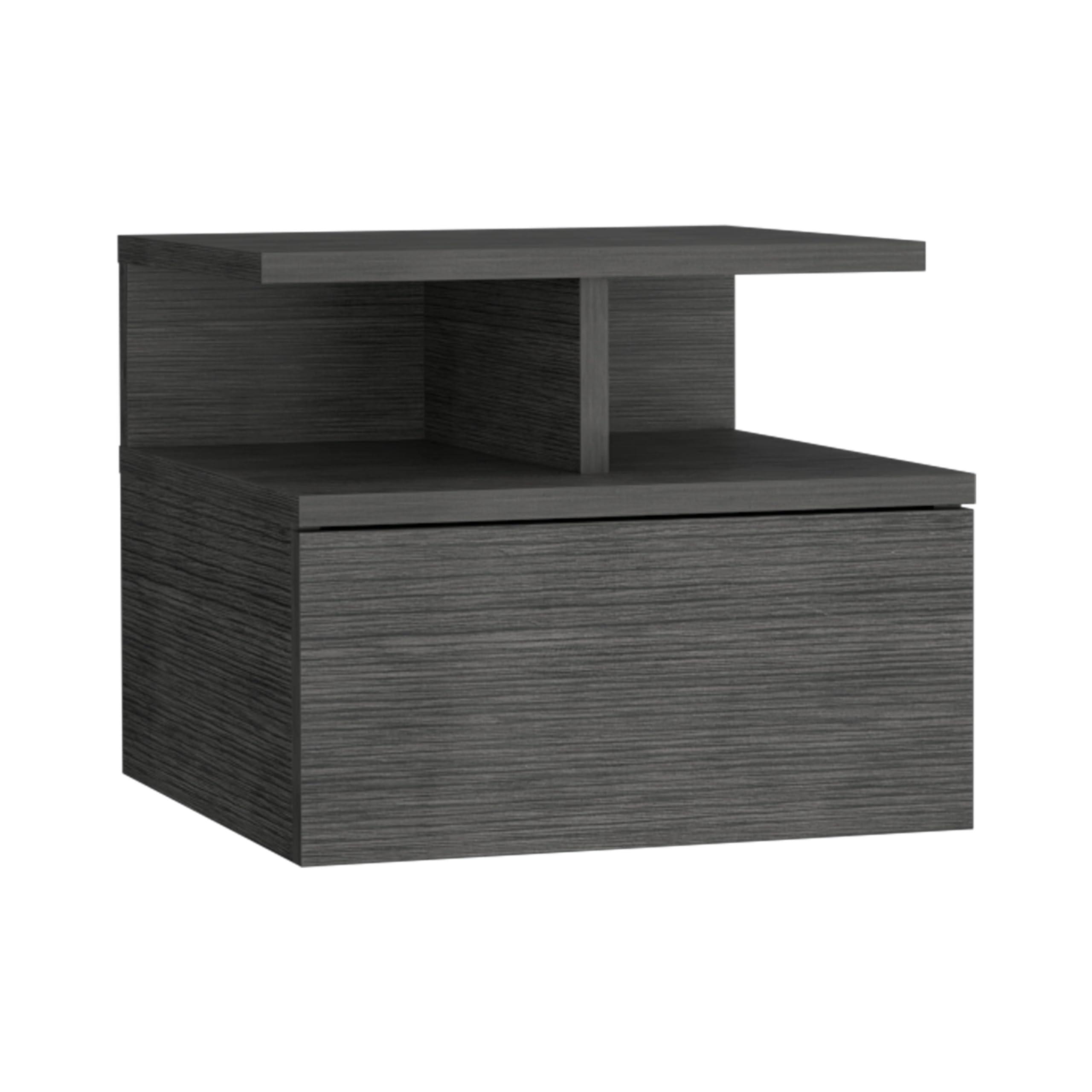 generic Floating Nightstand with Drawer and Open Storage Shelves