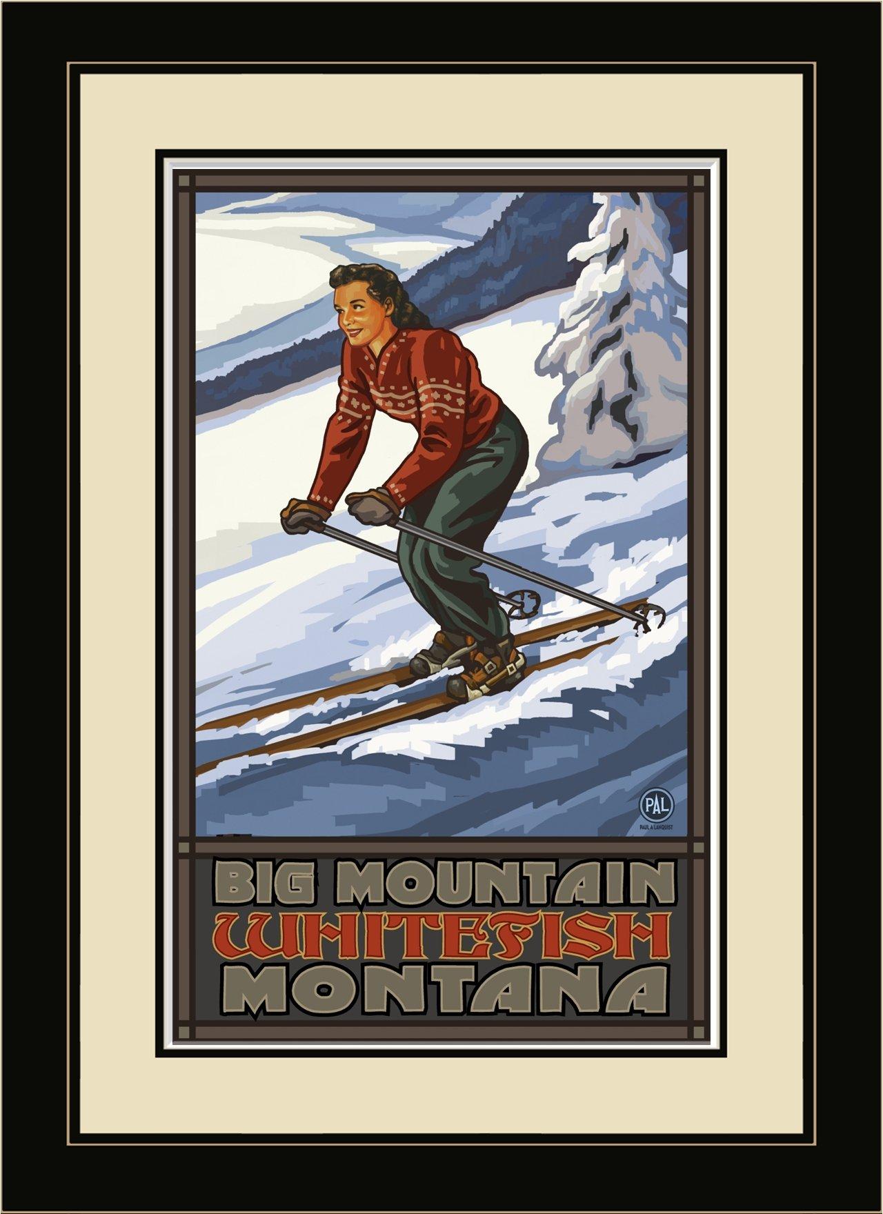 Northwest Art Mall Northwest Art Mall DSG Big Mountain Whitefish Montana Framed Wall Art by Artist Paul A. Lanquist, 16" x 22"