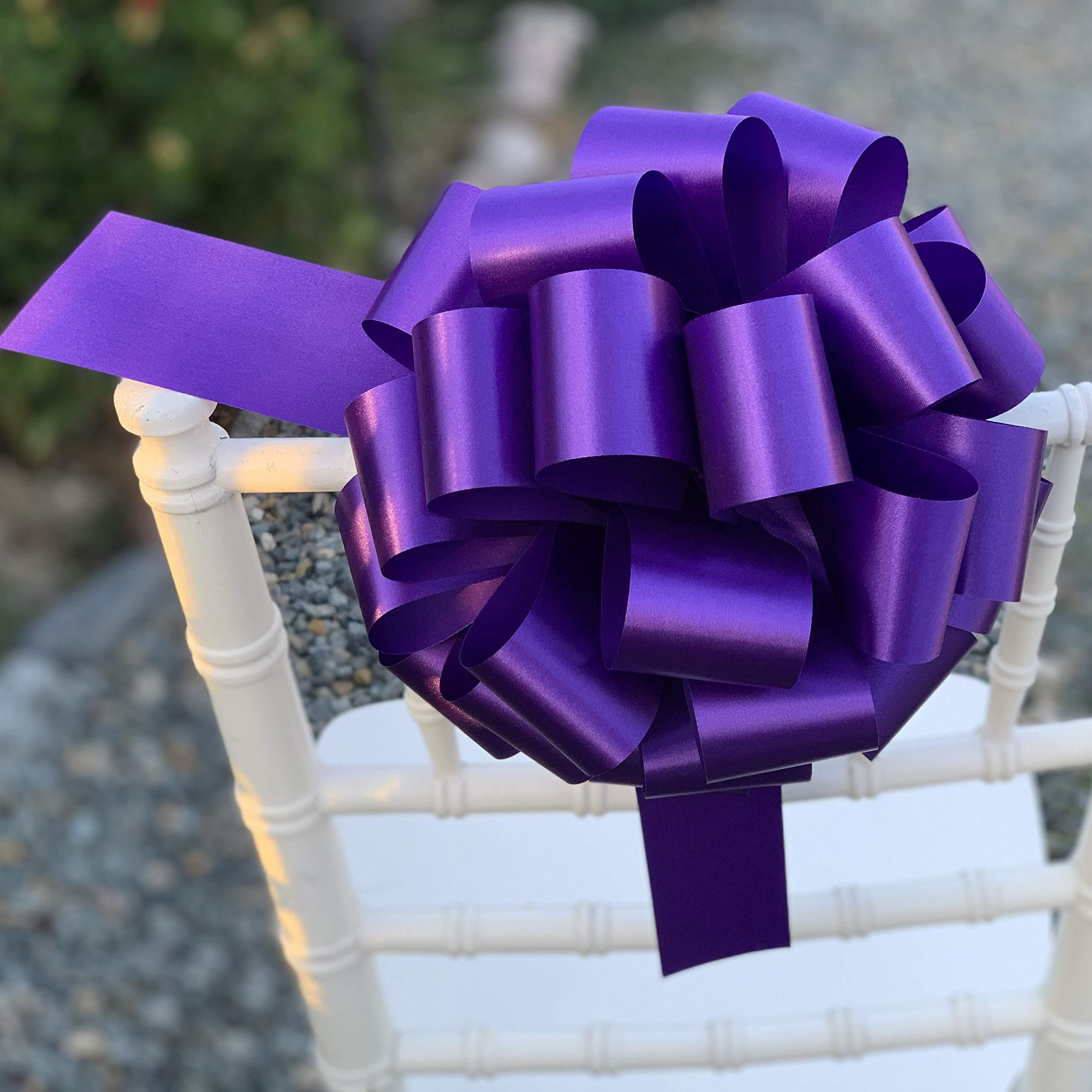 GiftWrap Etc. Large Purple Ribbon Pull Bows - 9\" Wide, Set of 6, Valentine\'s Day, Mardi Gras, Easter, Spring, Big Bows for Gifts, Gift Basket, Cancer Awareness, Birthday, Fundraiser, Christmas