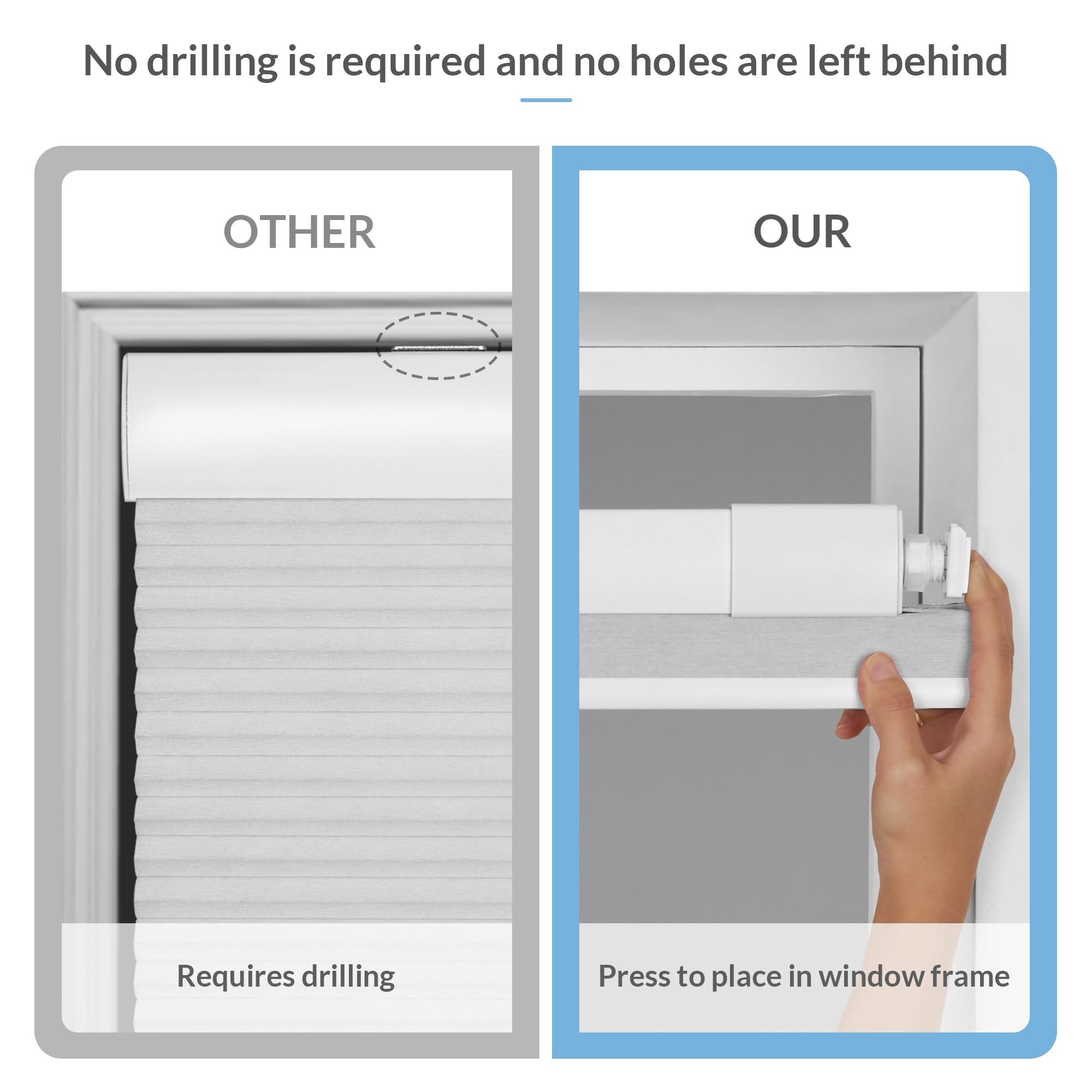 Boolegon Boolegon No Drill Blinds for Windows Blackout Cellular Shades Cordless No Tools Honeycomb Pull Down Blinds Easy Install No Screws Cellular Blinds for Door, Home, Beige, 34.5" W x 64" H