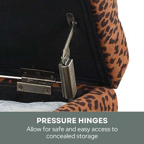 Convenience Concepts Convenience Concepts Designs4Comfort 5th Avenue Upholstered Storage Ottoman 24\" - Contemporary Foot Stool and Seat with Hinged Lid for Living Room, Dining Room, Office, Den, Forest Leopard Print Fabric