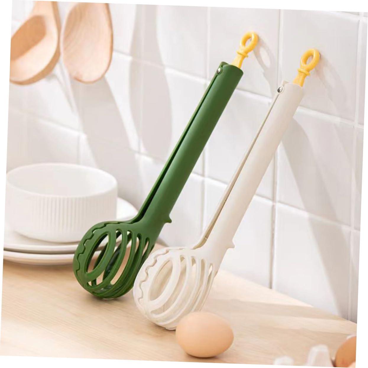 LIFKOME LIFKOME 2pcs Food Clip Boiled Tong Pasta Strainer Cooker Egg Clips Egg Separator Egg Yolk Cooking Wire Crank Egg Mixer Semi Automatic Egg Whisk Eggbeater Omelet Making Spoon Green Plastic