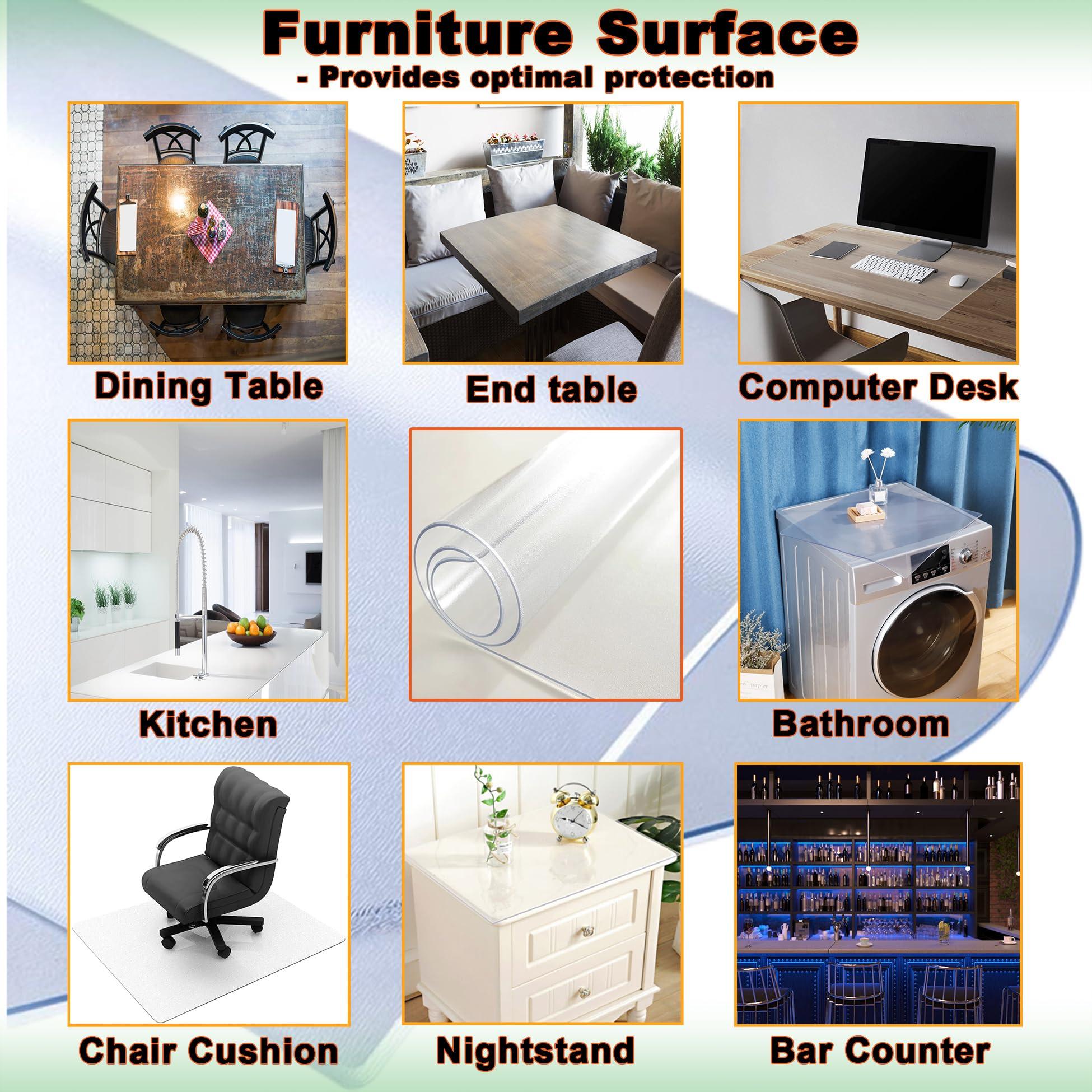 AYLFBFU AYLFBFU Clear Table Cloth - 31x43 Inch, Single-Sided Frosted Heat Resistant Placemats, 2mm Durable - Scratch-Resistant, Matte Table Plastic Cover, Plastic Carpet Protector, Frosted 2mm