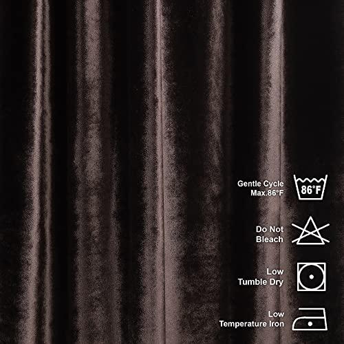CASANEMA CASANEMA Mocha Extra Long Shiny Velvet Curtains Luxury Colors Light Blocking Hang Back Tap 1 Panel Curtain 5-30 Ft Home Dcor Custom Made Drapes -Made in Turkey (100" W x 120" L)