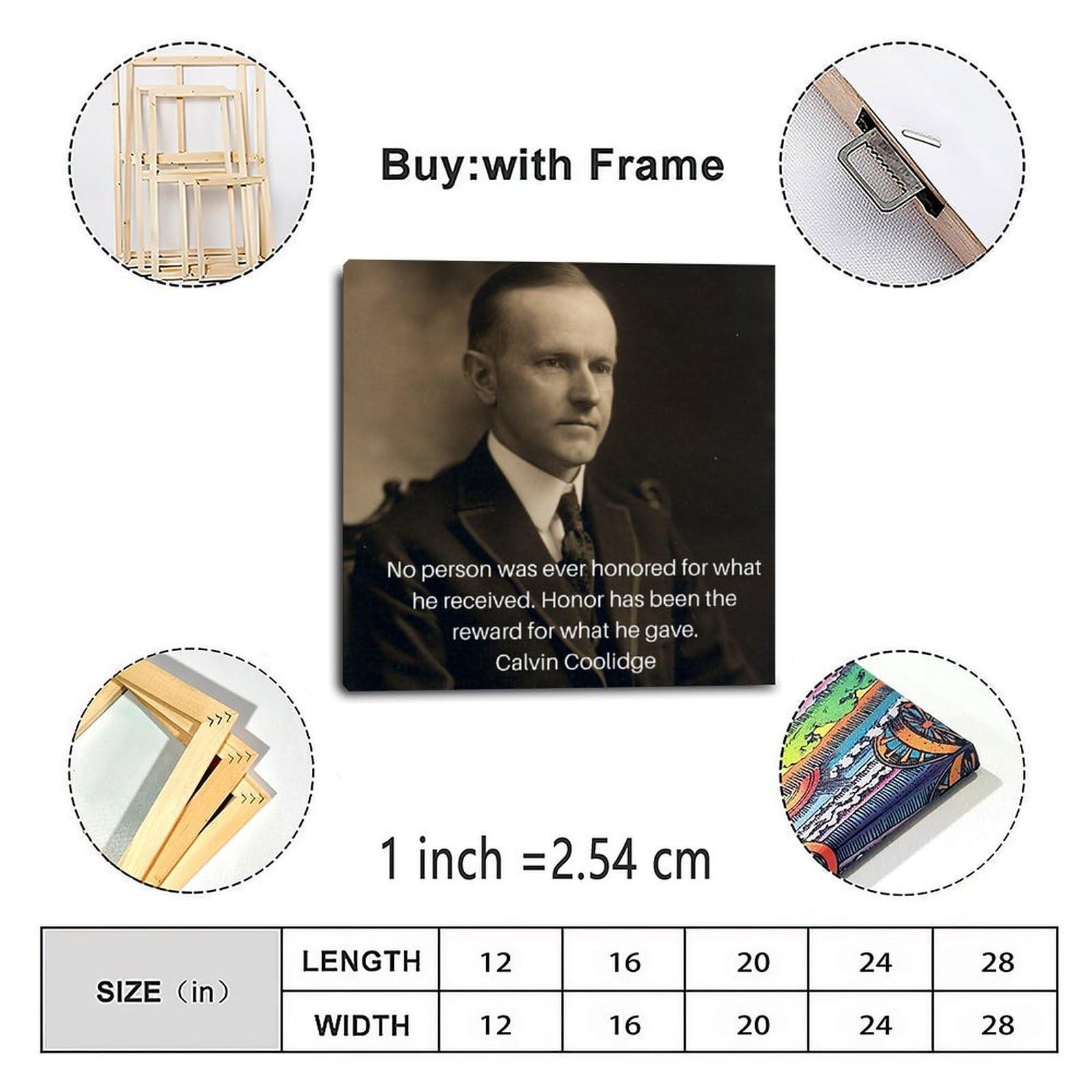 NYNIOPP NYNIOPP Calvin Coolidge Quote Poster Famous Quote Posters (1) Canvas Painting Posters And Prints Wall Art for Living Room Bedroom Decor 16x16inch(40x40cm)
