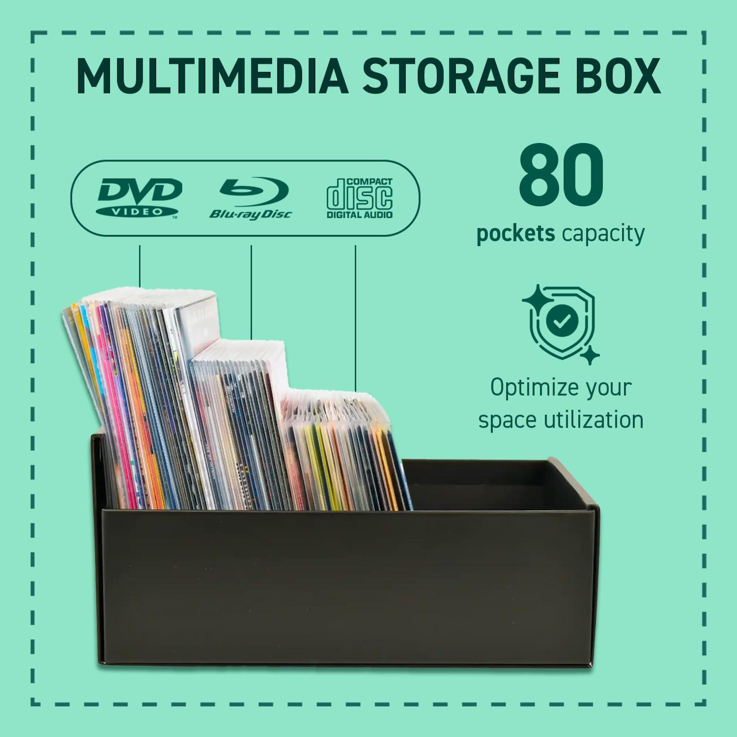 Tarifold DJOIS by Tarifold - CD & DVD Storage Box - Durable Material - Compact Size - Holds 80 Sleeves - Scratch Resistant - Can Hold Blu-Ray Discs & X-Box Video Games - Made in Denmark - Black