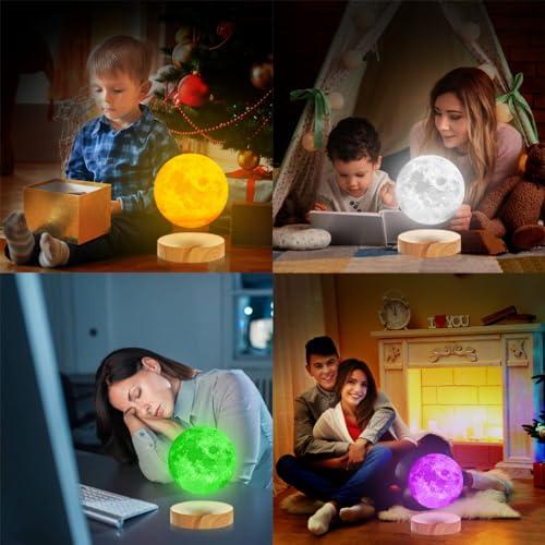 VGAzer VGAzer Levitating Moon Lamp,Floating and Spinning in Air Freely with 3D Printing LED Moon Lamp Has 20 Modes for Unique Gifts,Room Decor,Night Light,Office Desk Toys (Wooden Base 3 Colors)