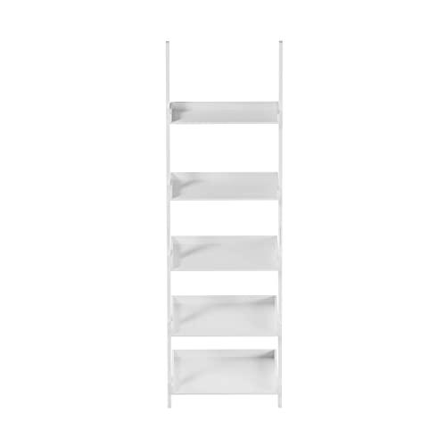 Lavish Home Lavish Home Bookshelf - 5-Tier Ladder Shelf with Leaning Look - Bookcase for Home Decor and Office Storage - Freestanding Book Shelves (White)
