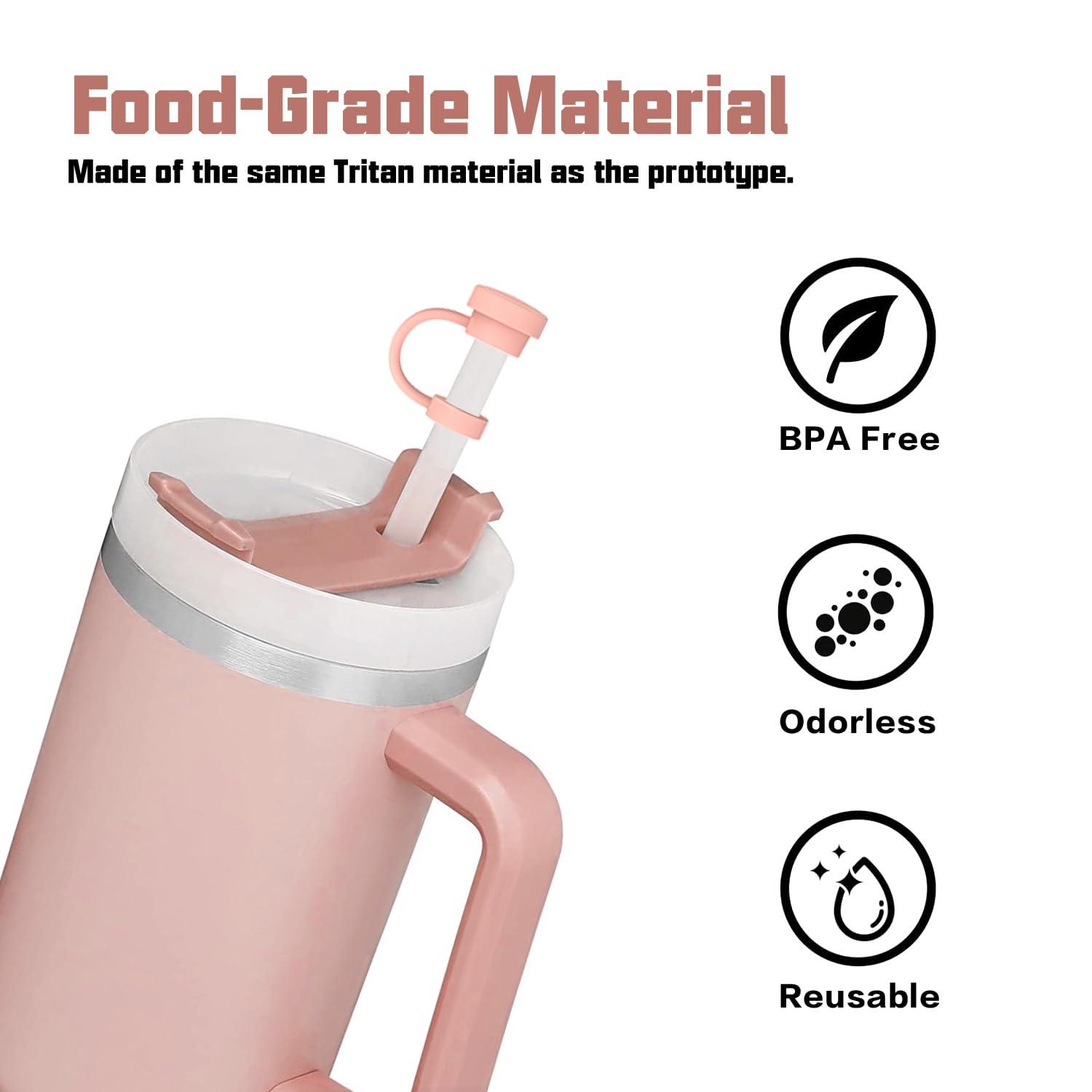 Beonsky Replacement Straw Cover Spill Stopper Accessories for Stanley Cup 40 oz 30 oz Quencher, Tumbler Accessories of 6 Clear Straw with Cleaning Brush, 2 Silicone Cover Cap, 4 Leak Sproof Plug for Stanley