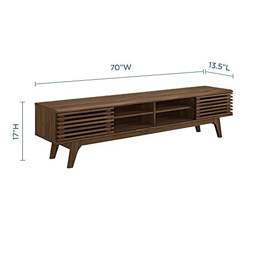 Modway Modway Render 70\" Mid-Century Modern Low Profile Media Console TV Stand, 70 Inch, Walnut Walnut