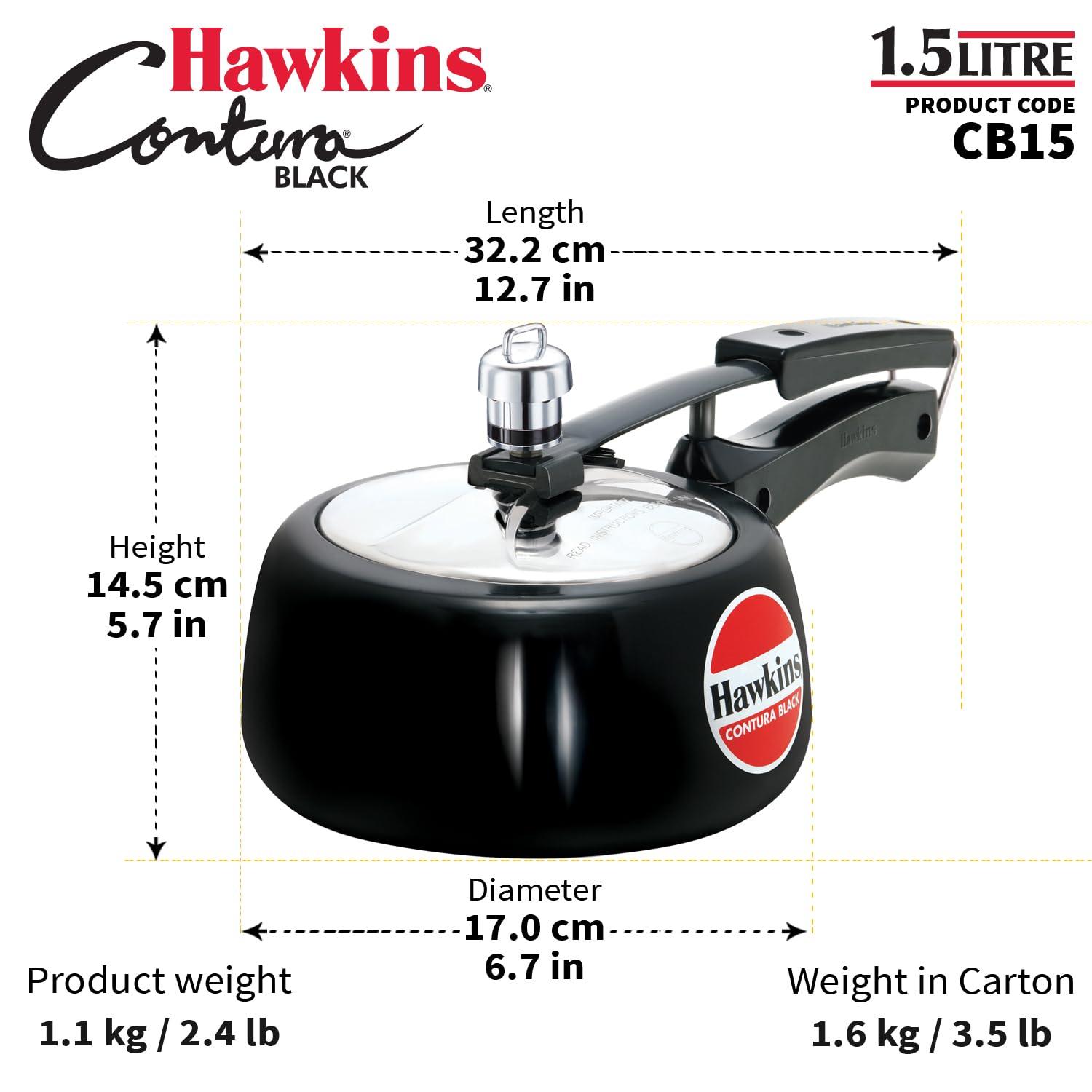 HAWKINS Hawkins Contura Black 1.5 litre Pressure Cooker