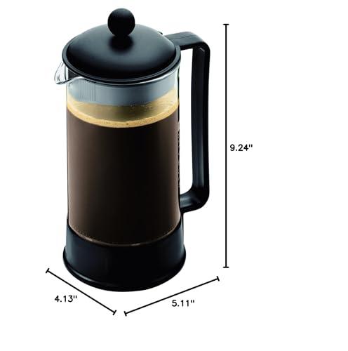Bodum Bodum 34 oz Brazil French Press Coffee Maker, High-Heat Borosilicate Glass, Black - Made in Portugal