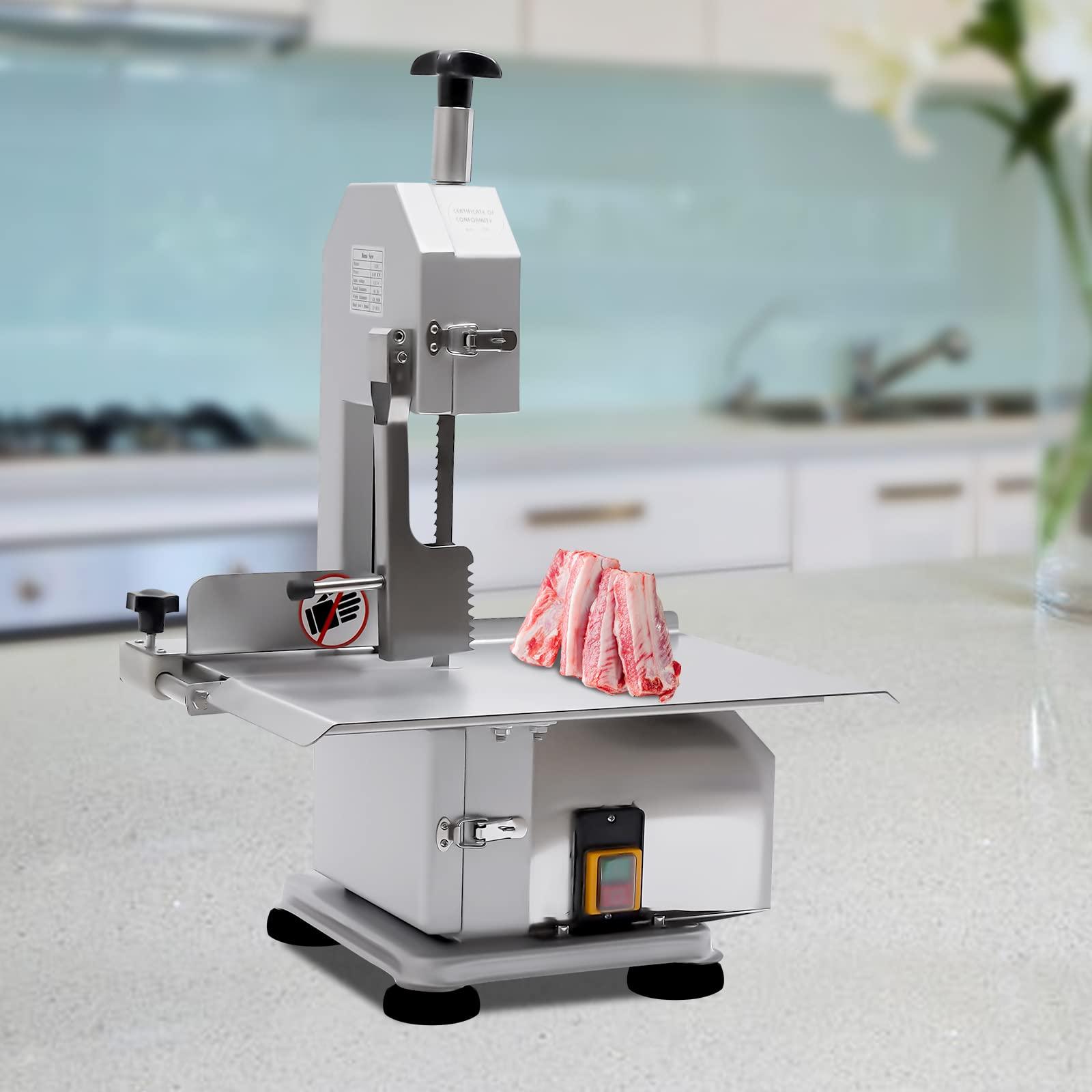RENFANSHOP 650W Electric Meat & Deli Slicer,110V 60HZ Electric Bone Saw, Adjustable Slice Thickness Stainless Steel Blades & Safe Non-Slip Feet